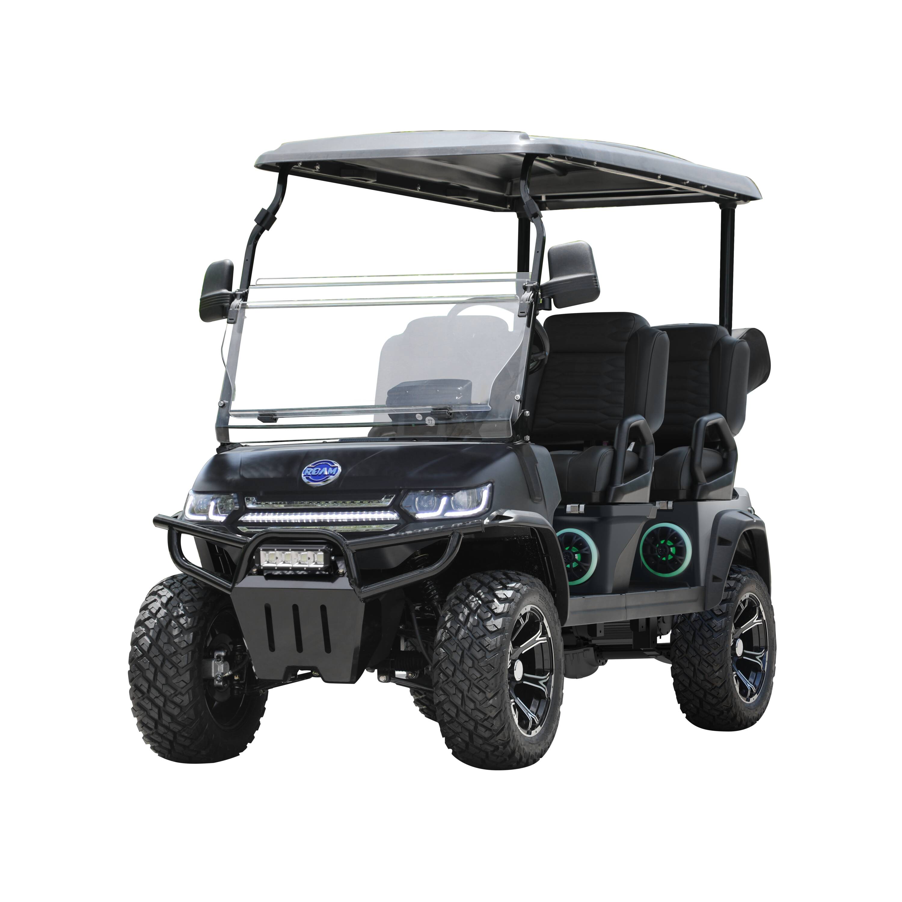 Roam VEN4LIFT-BLK Venture Lifted 4 Seat Electric Golf Cart with Lithium Battery, Max Speed 19 MPH