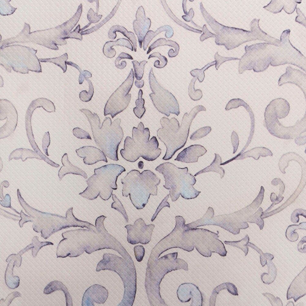 Cream and Blue Damask Anti-Fatigue Kitchen Mat