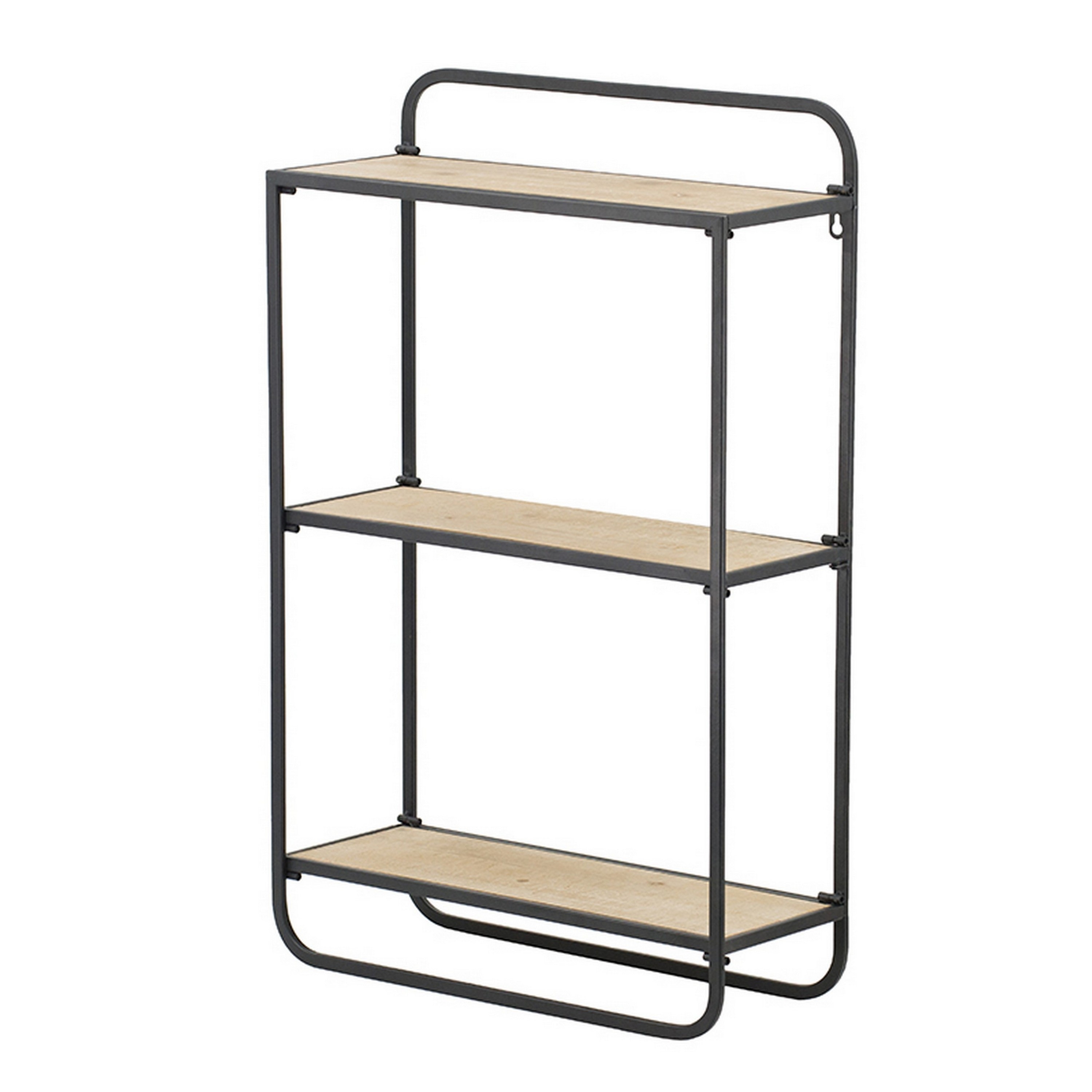 Benzara BM302601 Metal Heavy Duty 3 -Tier Utility shelving unit ( 19.7-in W x 7.9-in D x 31.9-in H ) ( Black , ( 50-lb lbs. Capacity Per Shelf )