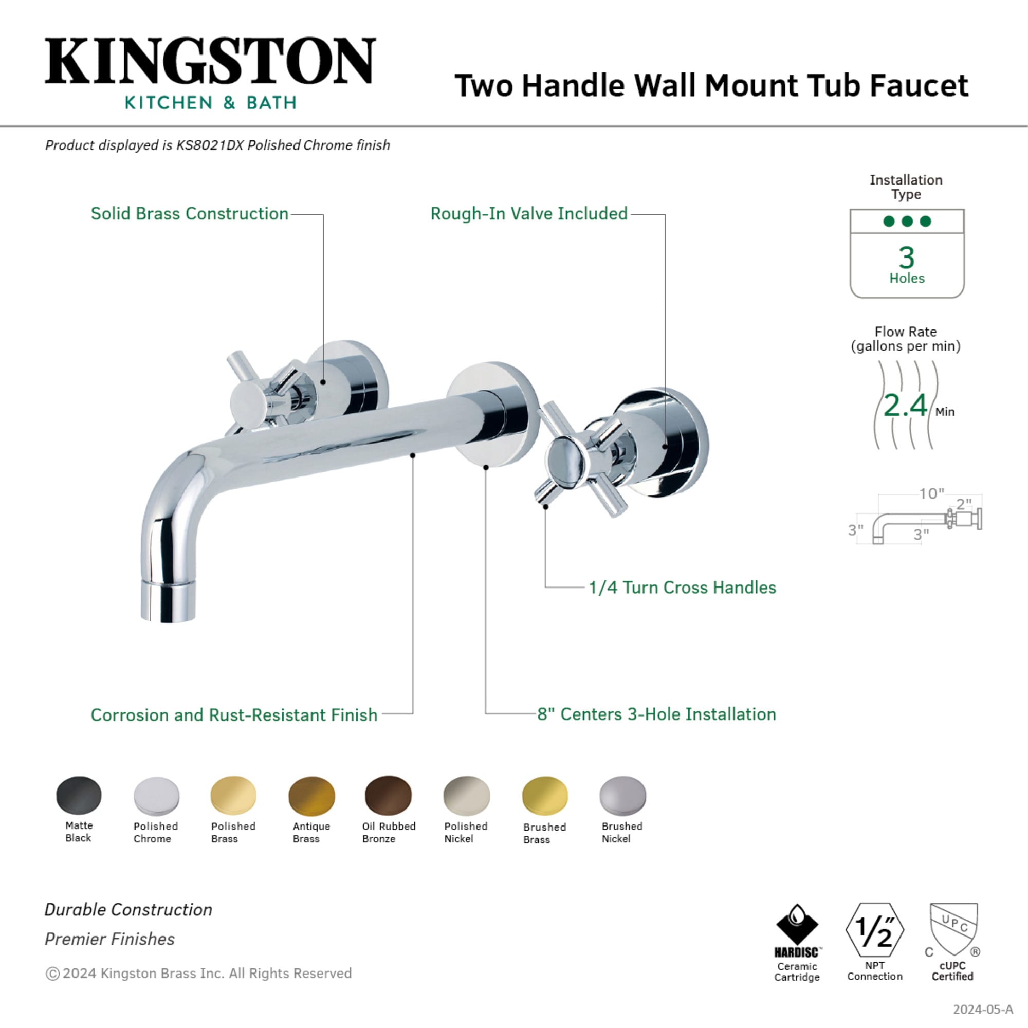 Kingston Brass WLKS8021DX Roman-Tub-Faucets - View #3