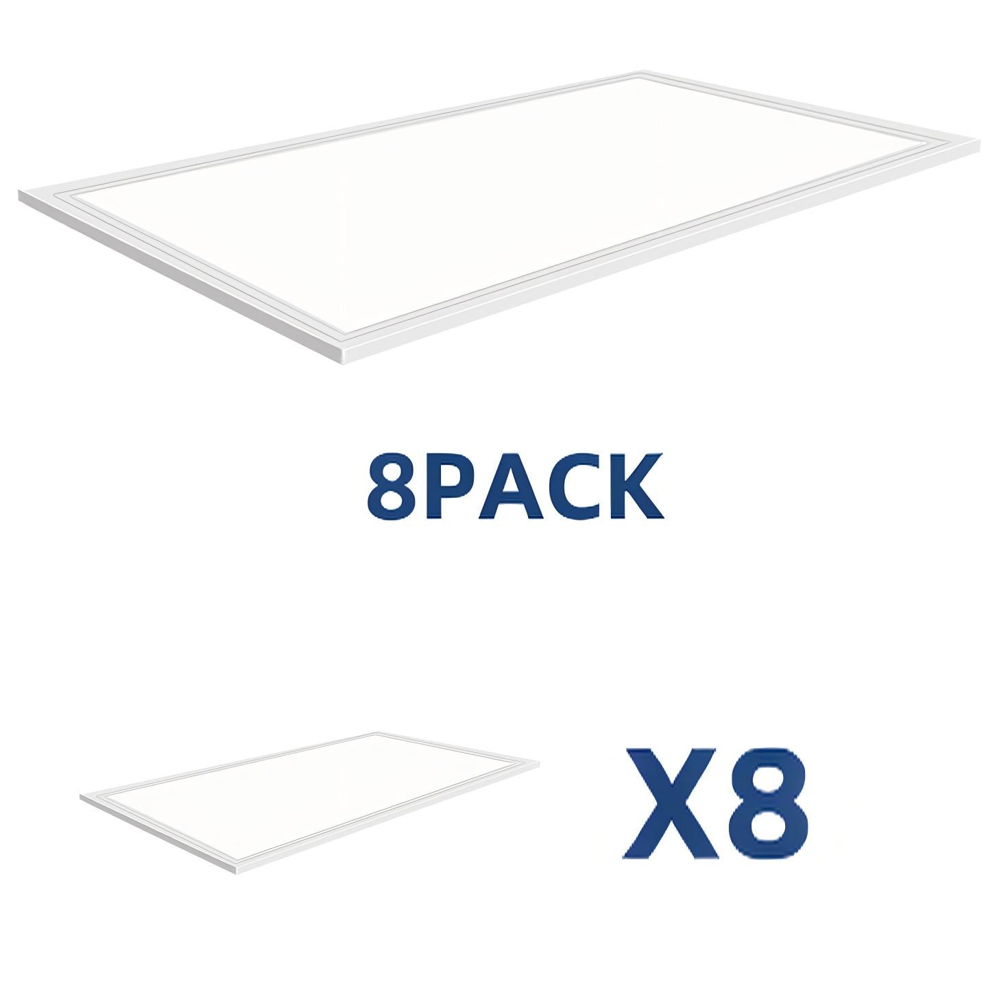 Honbei 8 Pack of 2ft x 4ft 7800 Lumens Integrated LED Panel Light 5000K White