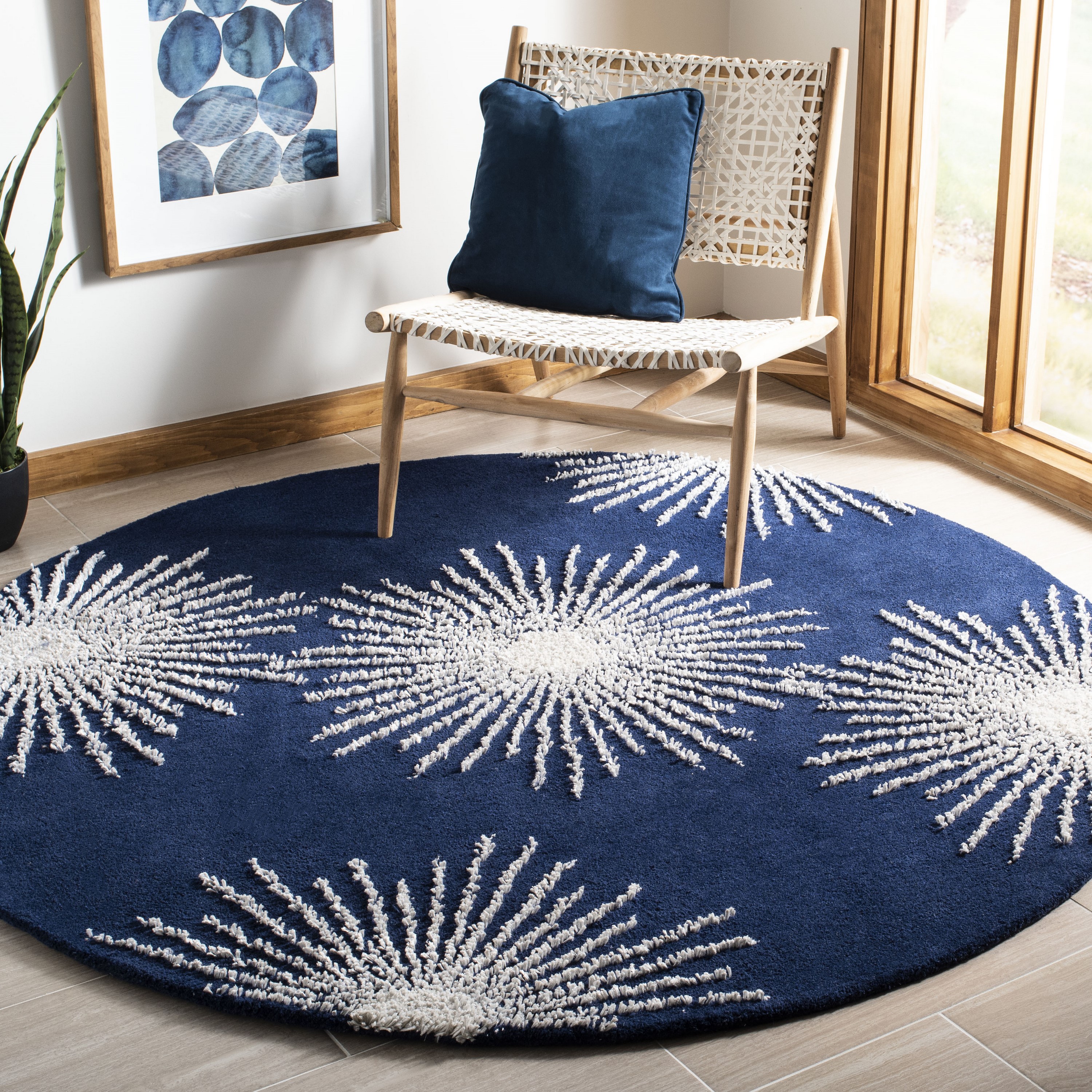 Blue Round Rugs at