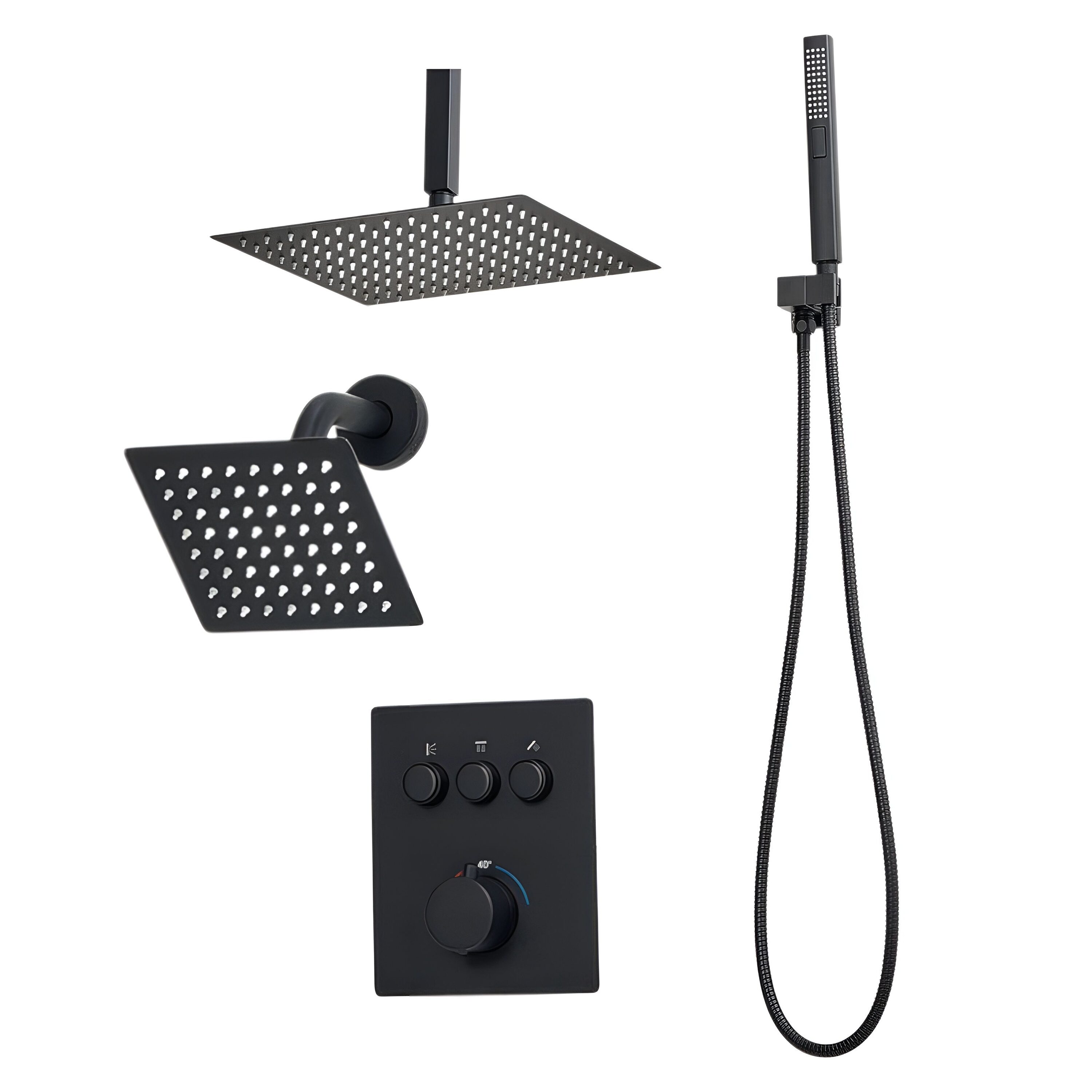 Slickblue Shower System with Rainfall Shower Wall Mounted Shower and Handheld Shower for Homes Hotel or Spa Bathrooms - Available in Different Colors