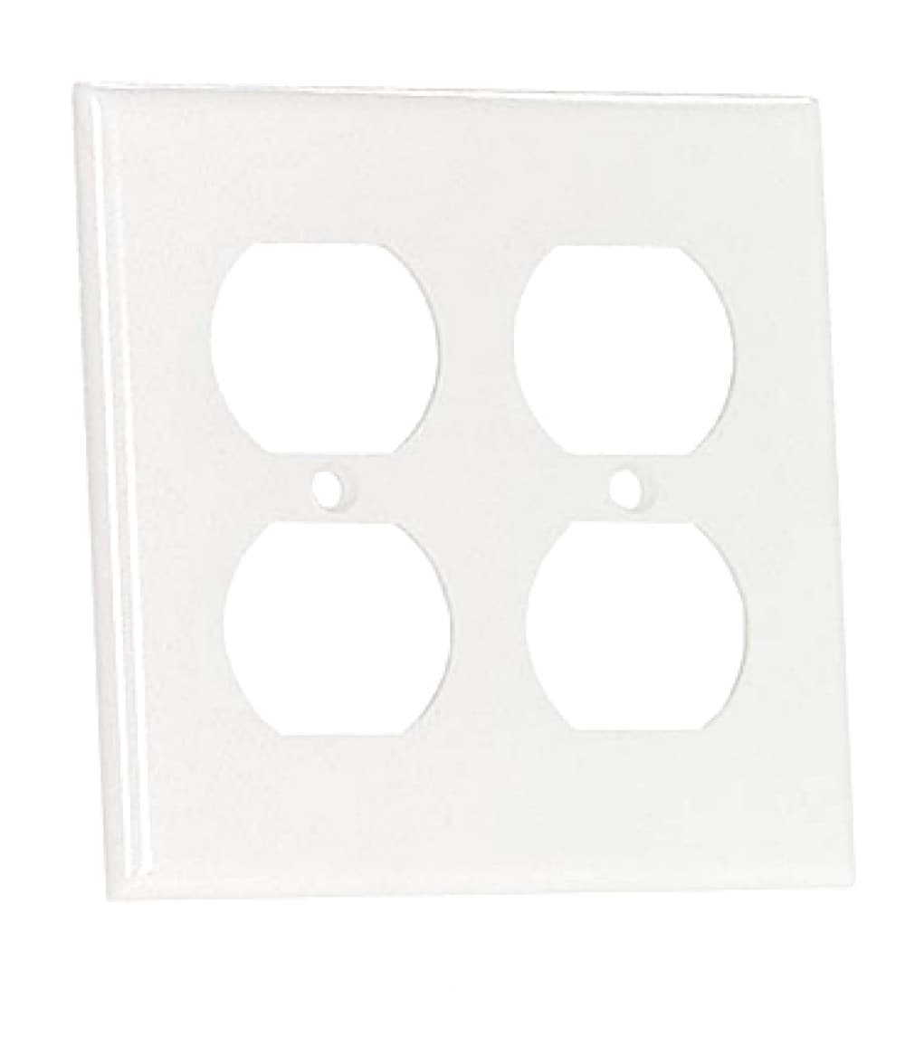 American Imaginations AI-35045 2 -Gang Standard Size White Plastic Indoor Duplex Wall Plate
