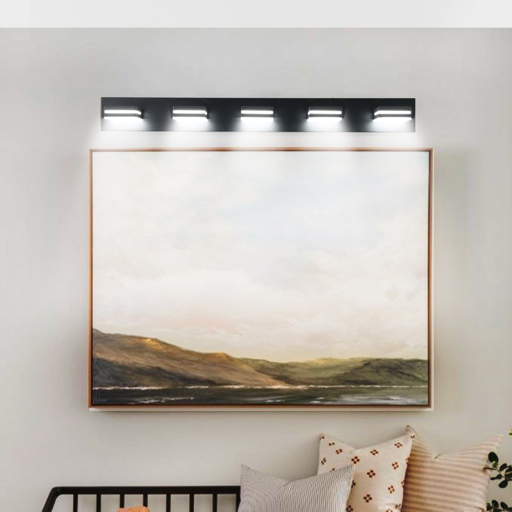 AAZJ Bathroom and Mirror 40.6-in 5 Light Polished White Integrated LED Modern/contemporary Bathroom Vanity light fitter