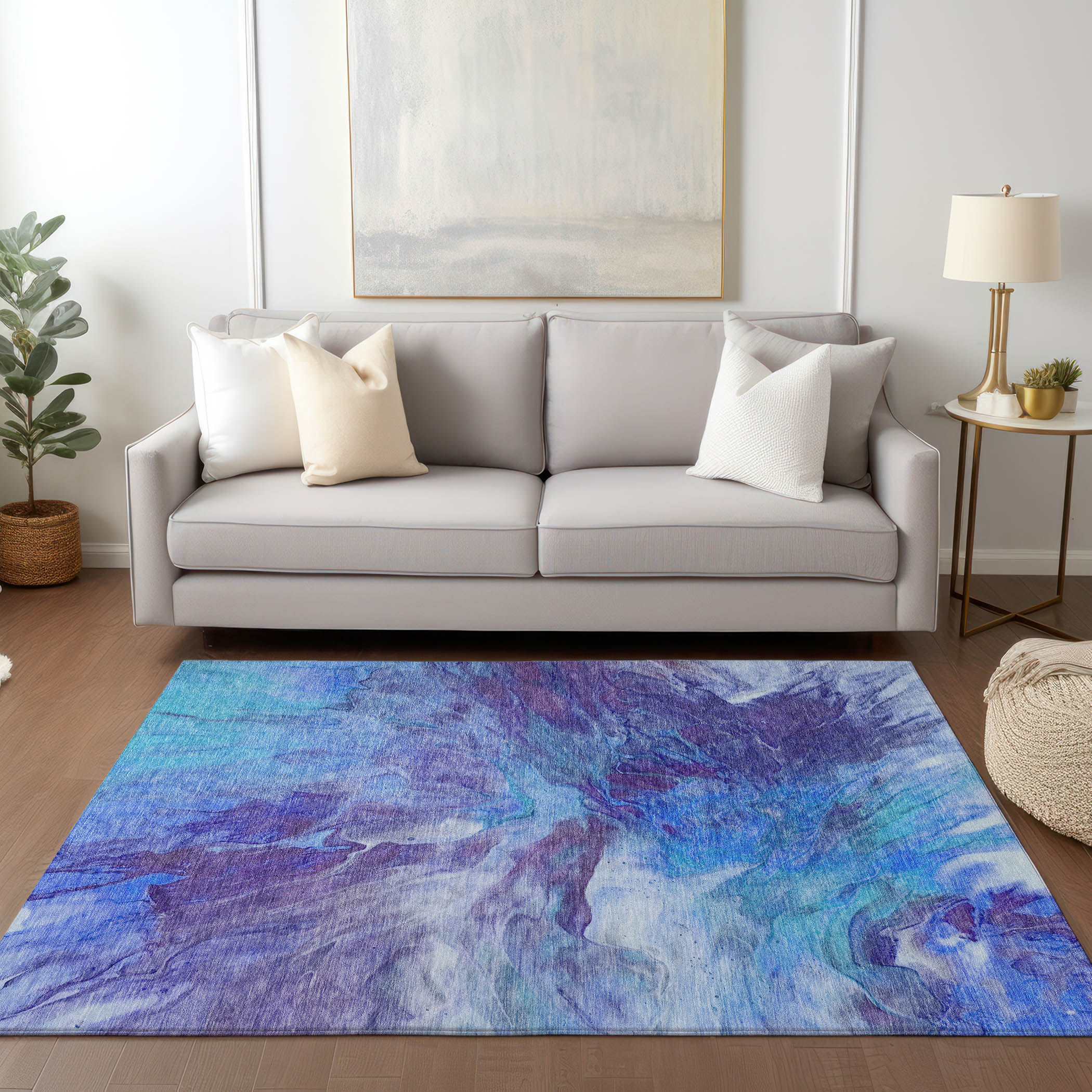 Addison Rugs ACN641BU3X5 Chantille ACN641BU 3 x 5 (ft) Polyester Blue Rectangular Indoor/Outdoor Geometric Machine washable Area rug