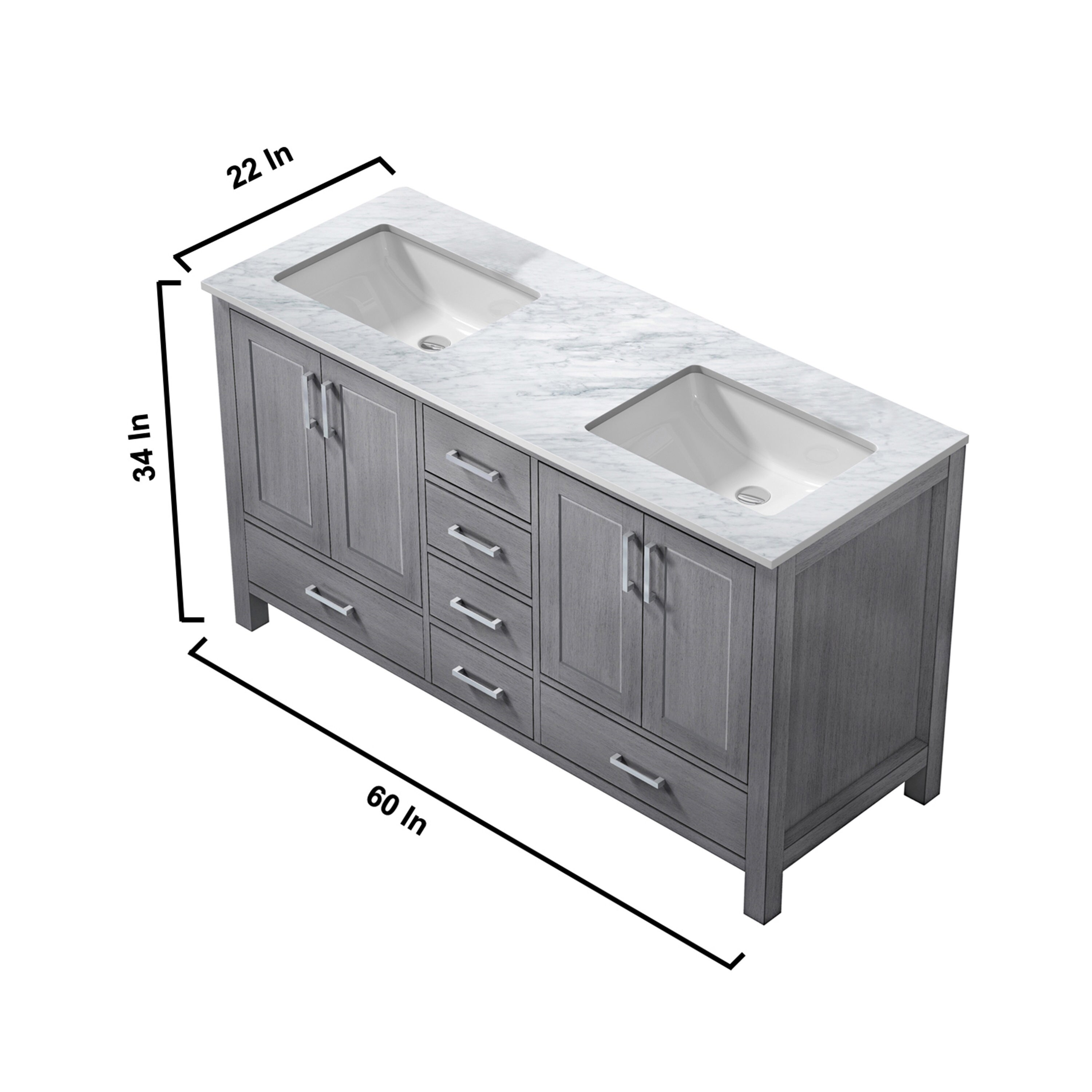 Lexora Jacques 60-in Distressed Grey Undermount Double Sink Bathroom ...