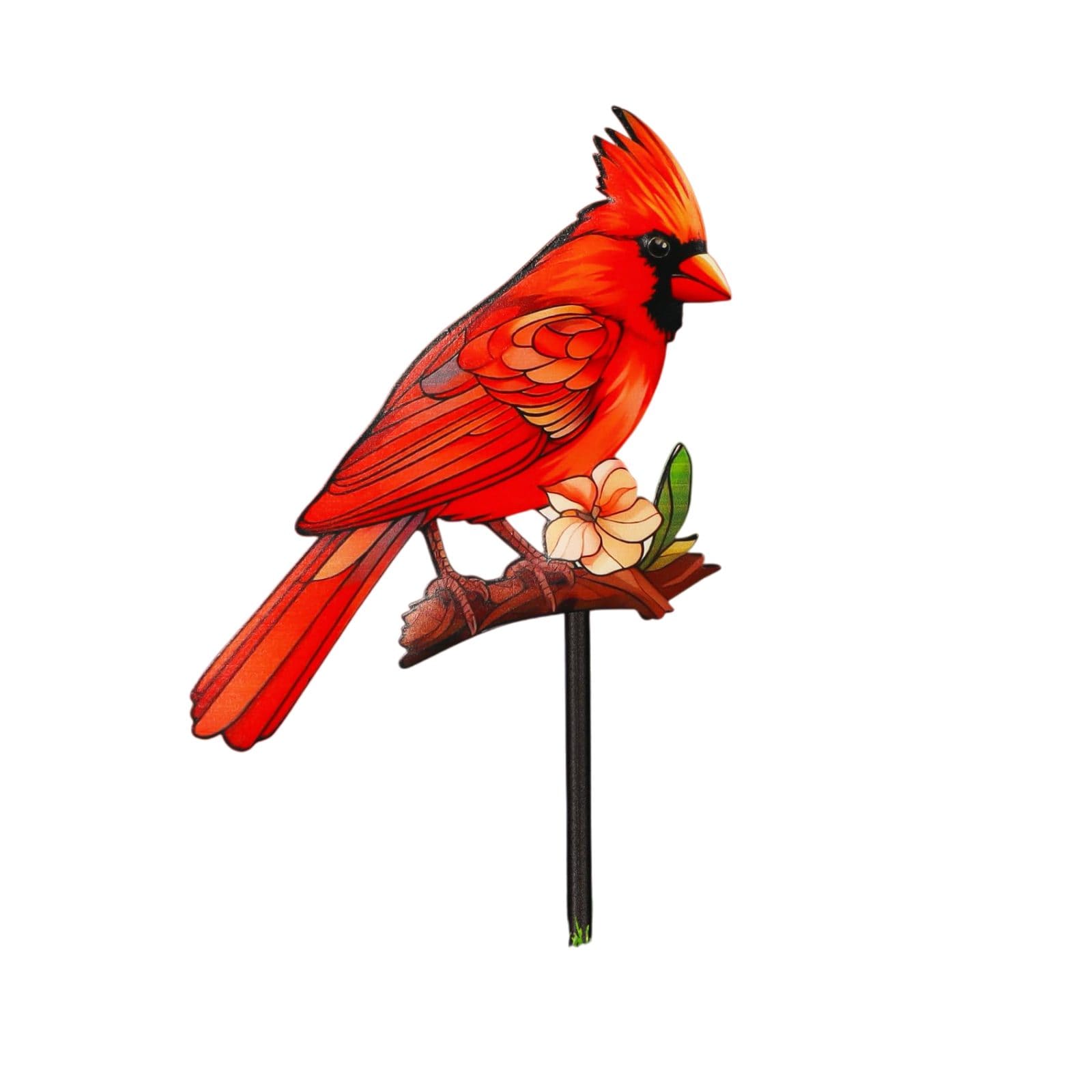 Wudkey Vibrant Red Cardinal on Metal Decorative Garden Stakes Weather-Resistant Outdoor Yard Art for Patio and Lawn Decor
