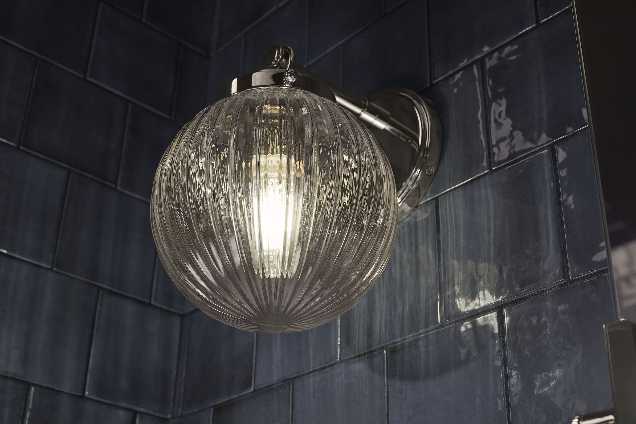Polished Nickel Glass Globe Wall Sconce