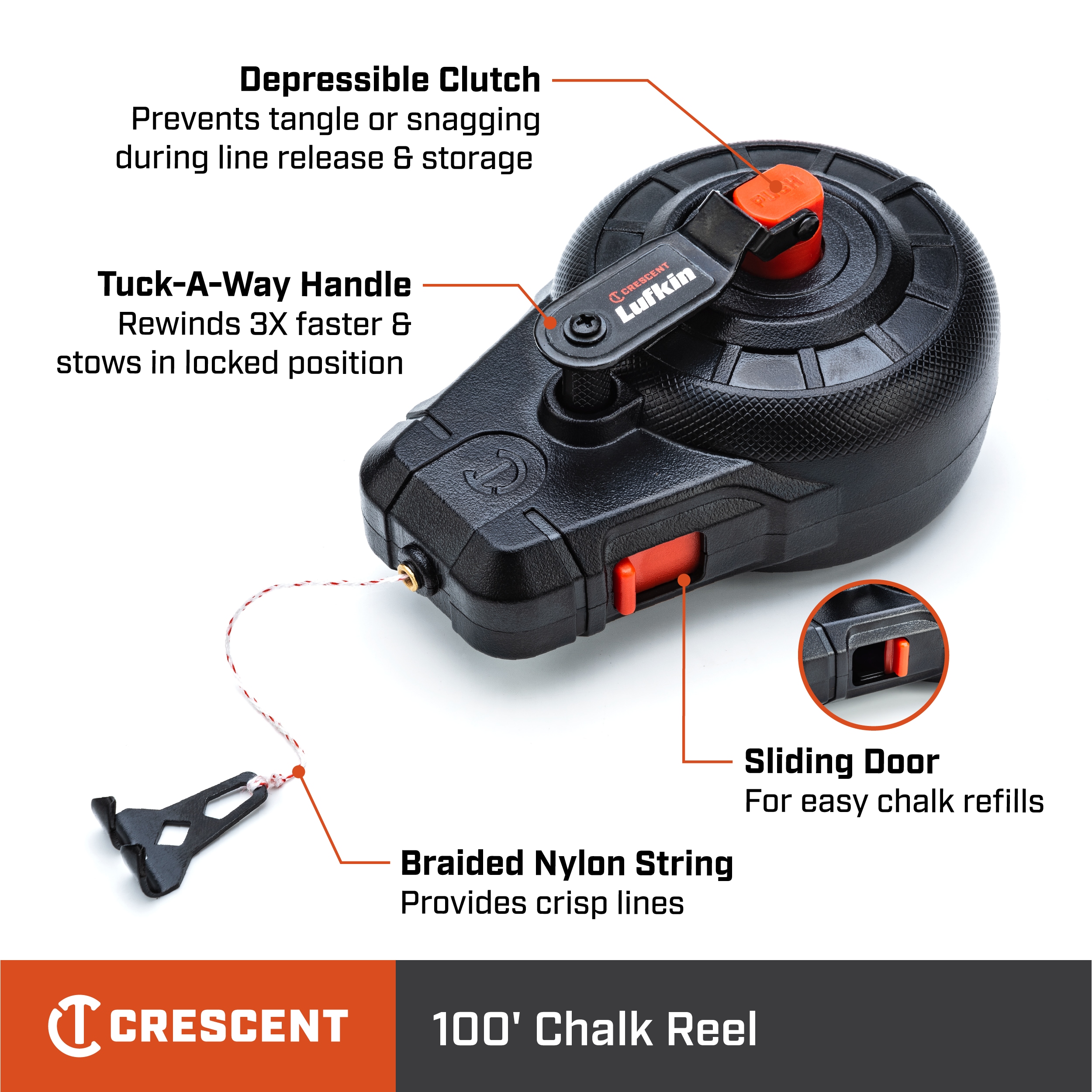 Crescent Lufkin 3:1 and 6:1 100-ft Chalk Reel in the Chalk Reels department  at