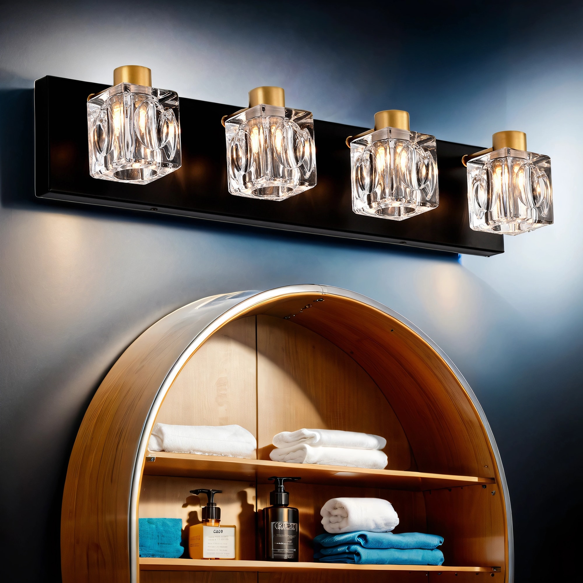 SINOFURN SYB490017BK 23.6-in 4 -Light Black Modern/contemporary Vanity light bar