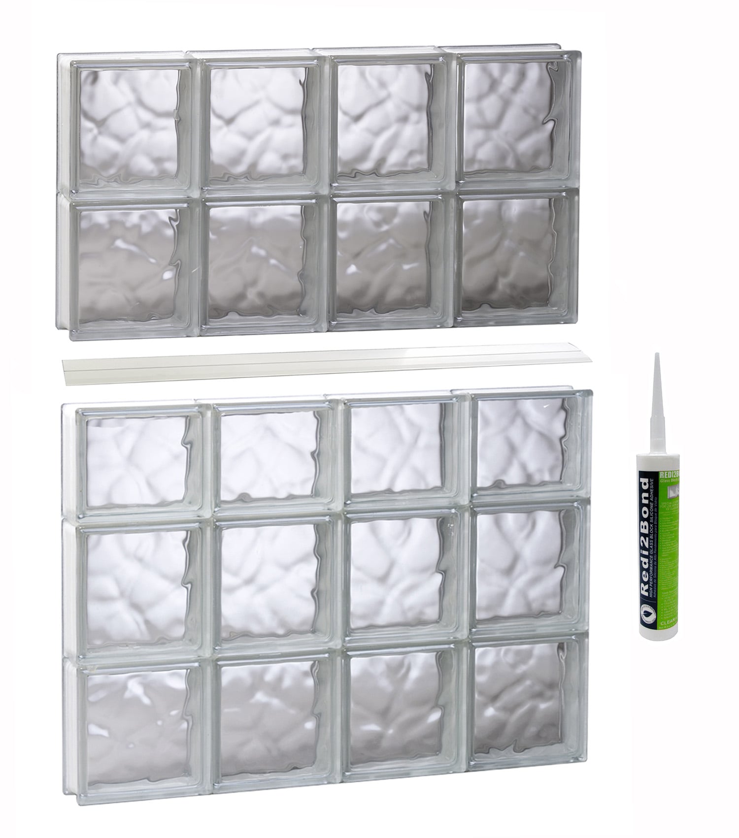 REDI2SET Wavy Glass 31-in X 36-3/4-in Frameless Replacement Glass Block ...