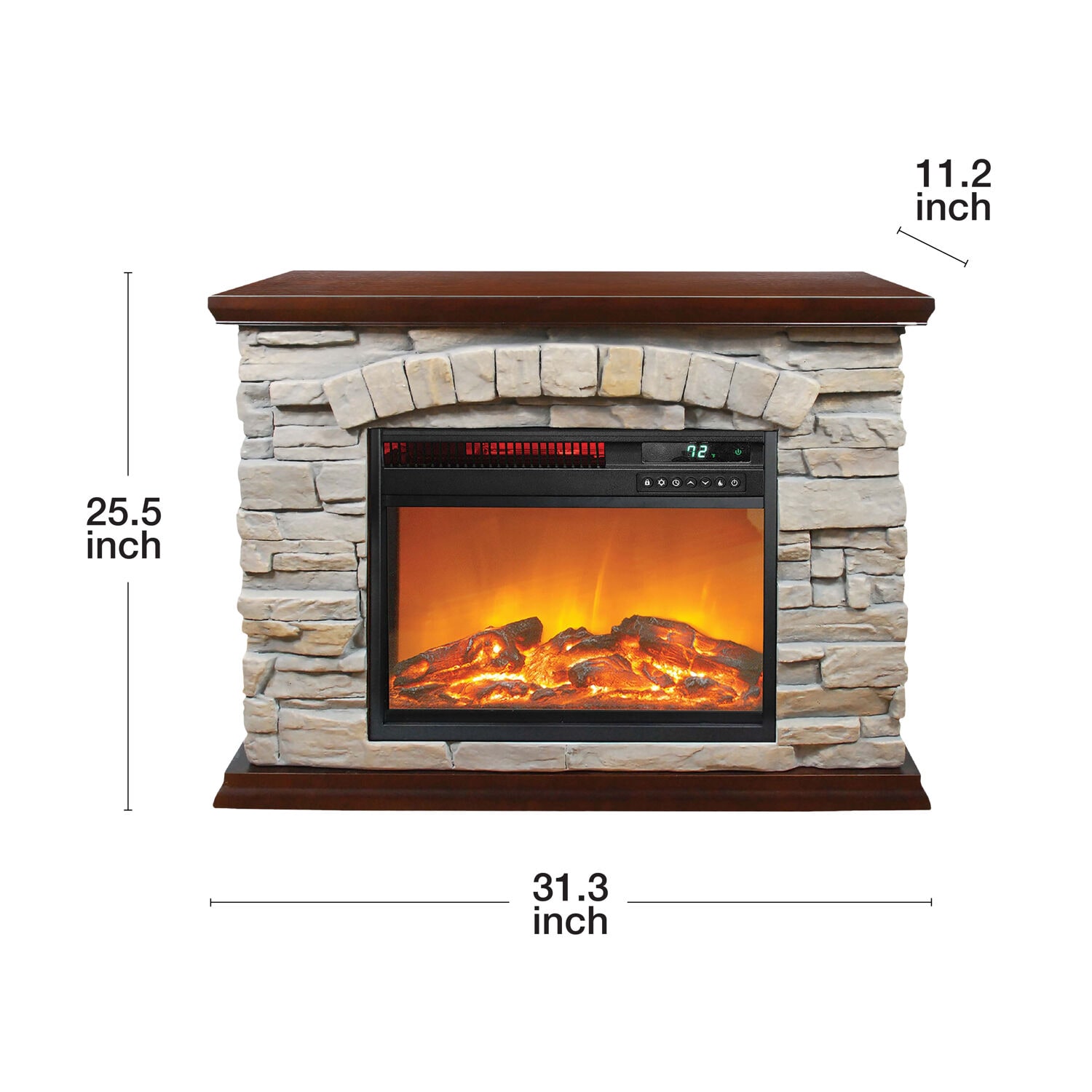 Lifesmart 31.3-in W Mahogany/Black Infrared Quartz Electric Fireplace ...