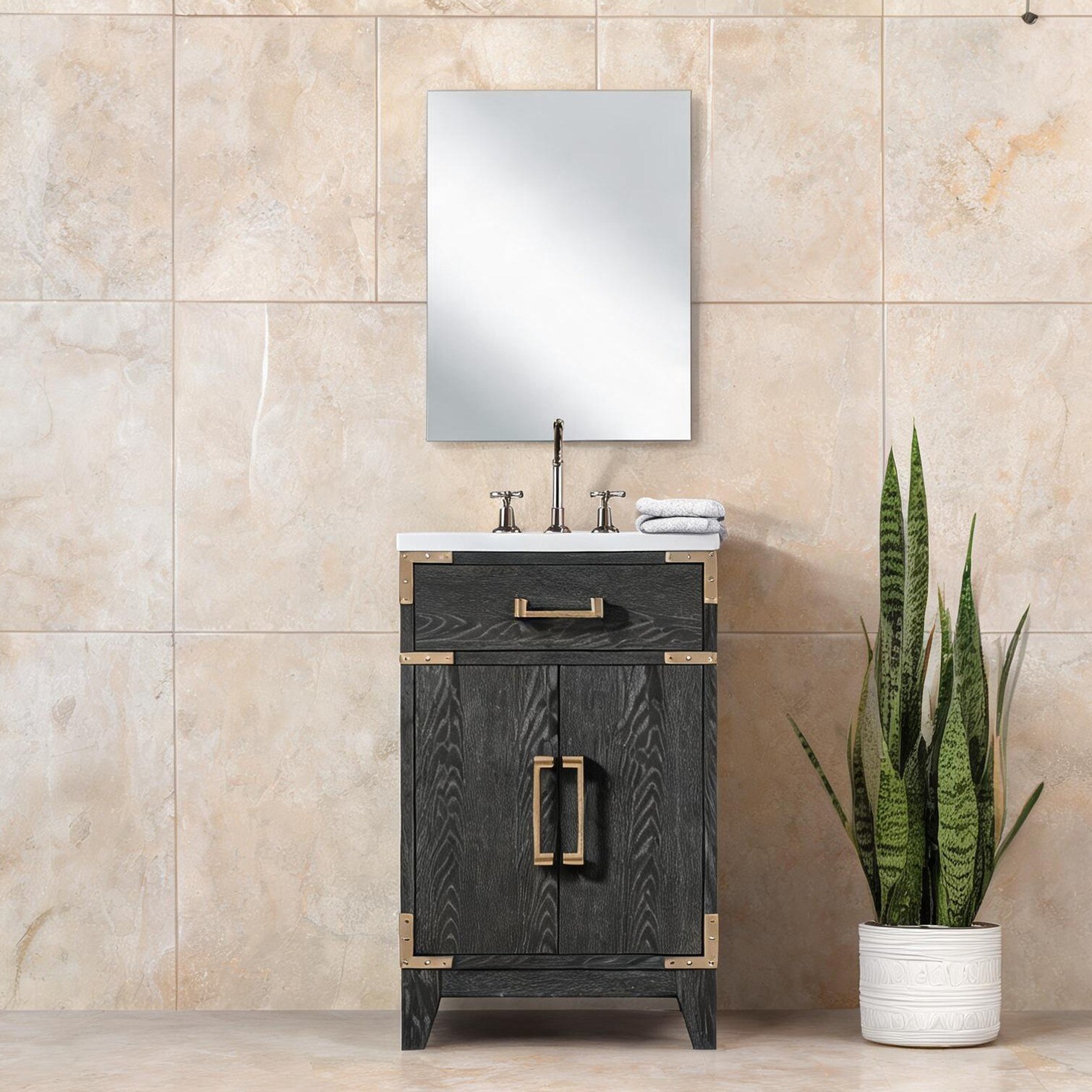 chillscreamni Bathroom Vanities with Black Wood Storage and Solid Wood ...