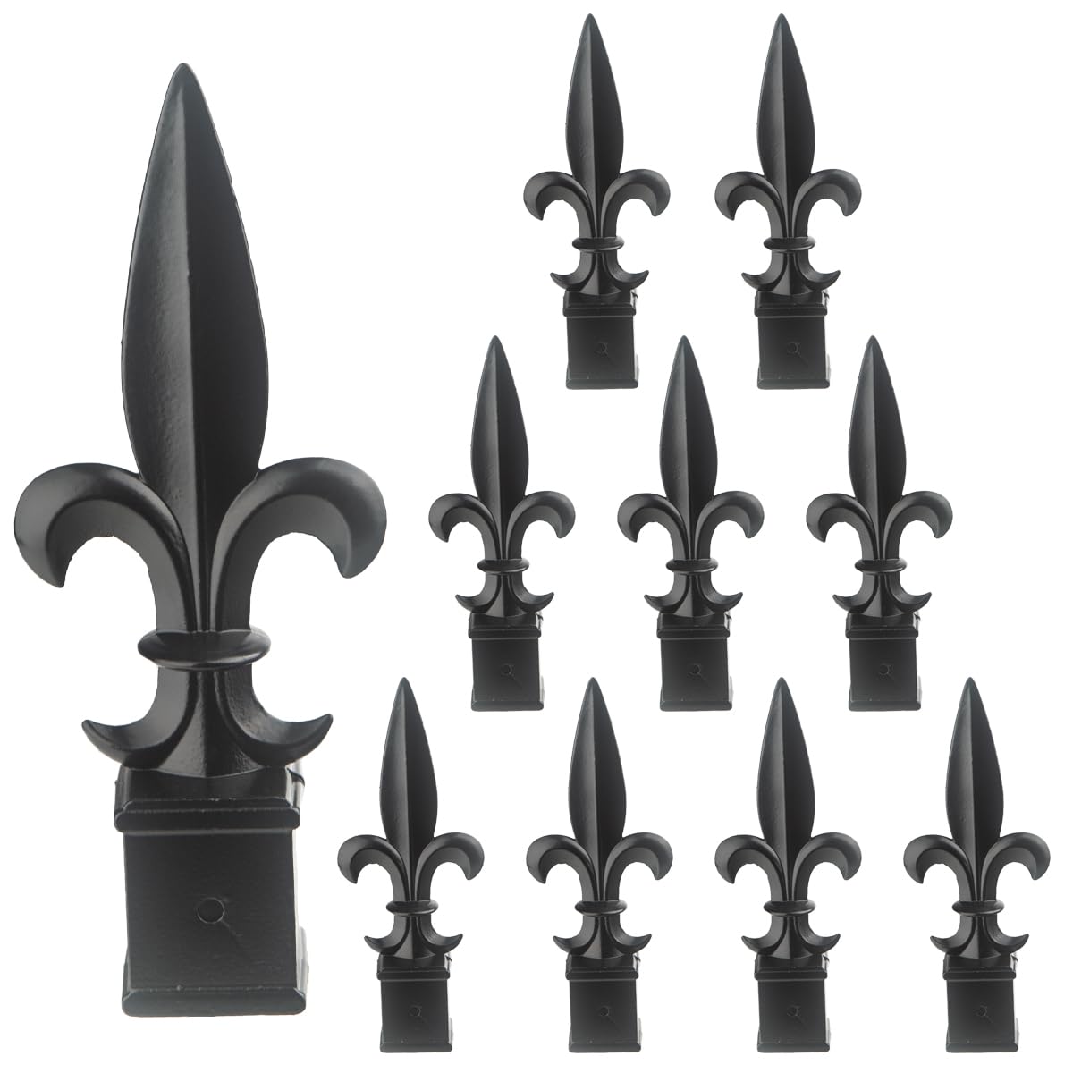 ITOPFOX  Fleur De Lis Deck Post Caps High Impact Aluminum Alloy Black Fence Finials 10 Pack One Inch durable home and garden accessory designed