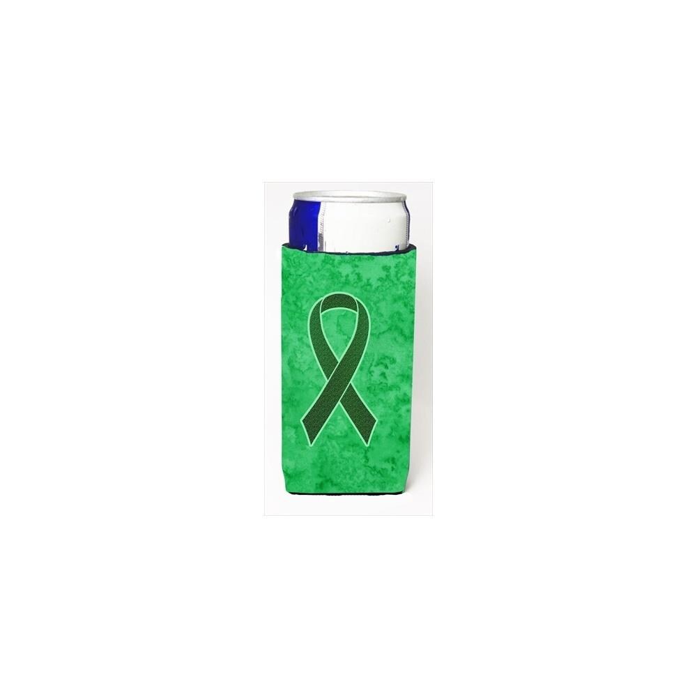 Caroline's Treasures CRLT59619 AN1221MUK Emerald Green Ribbon for Liver Cancer Awareness Hugger Bottle Sleeves for Slim Cans 12-oz