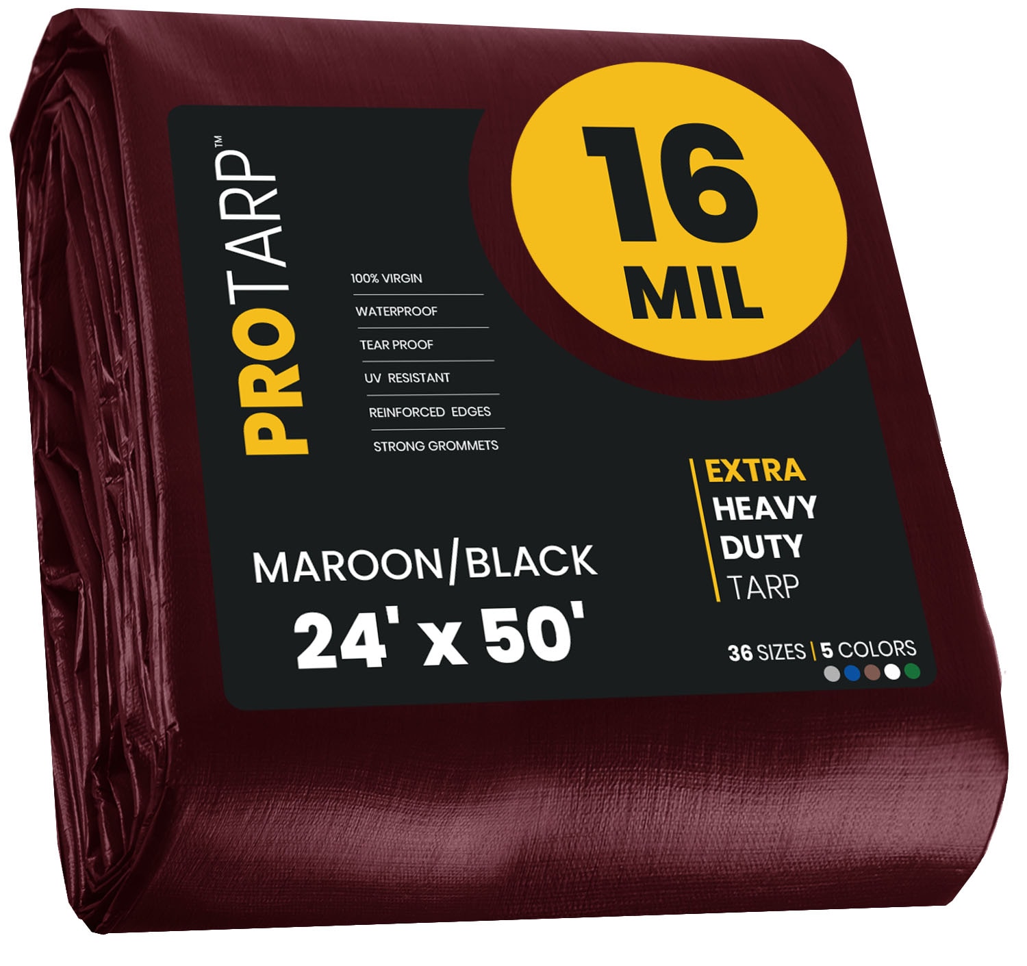 PROTARP PT-107-24X50 24-ft x 50-ft Maroon Waterproof Commercial Polyethylene 16-mil Tarp