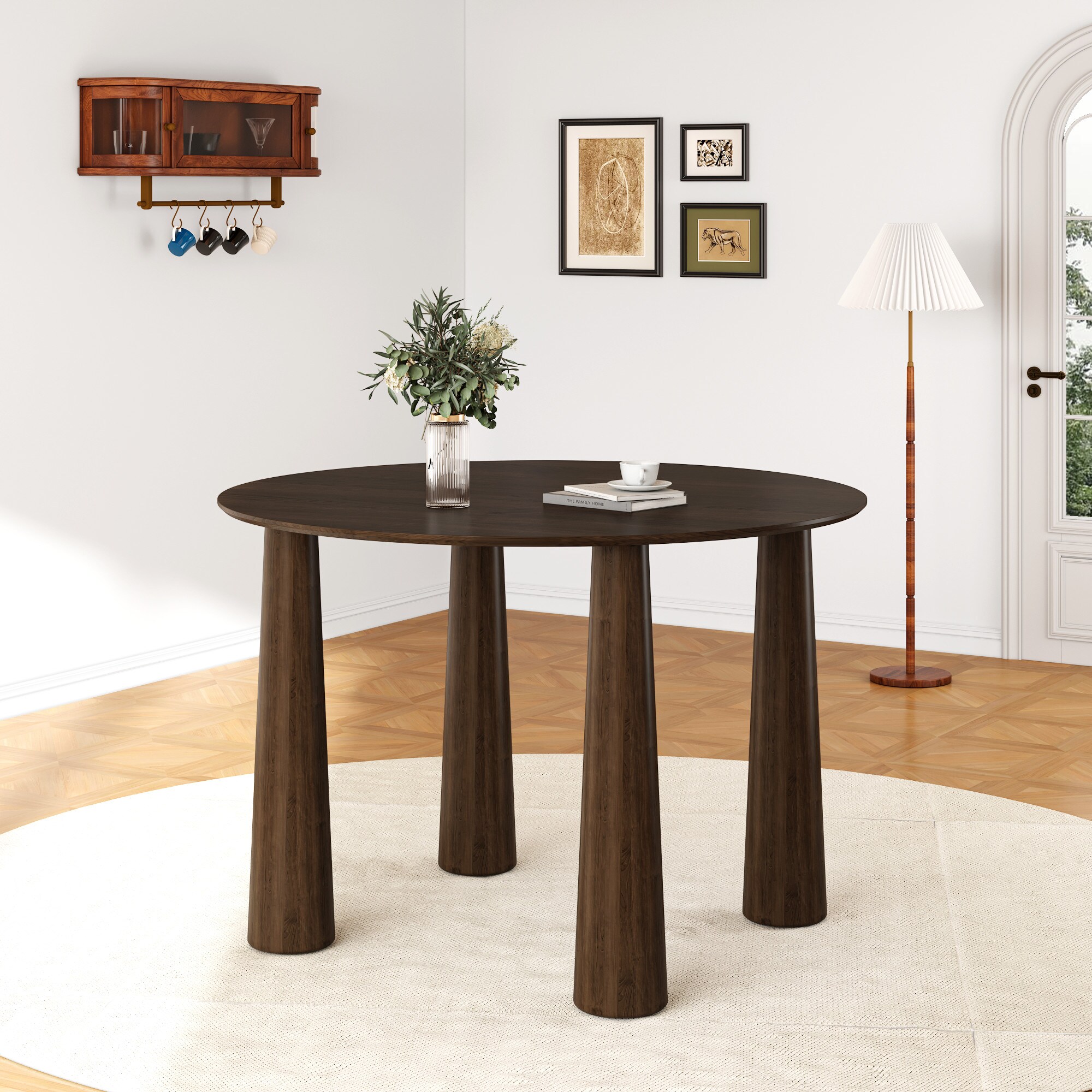 Dovelina 30-in H x 45-in W x 45-in D Round Wood Dining Table Kitchen Table with 4 Legs