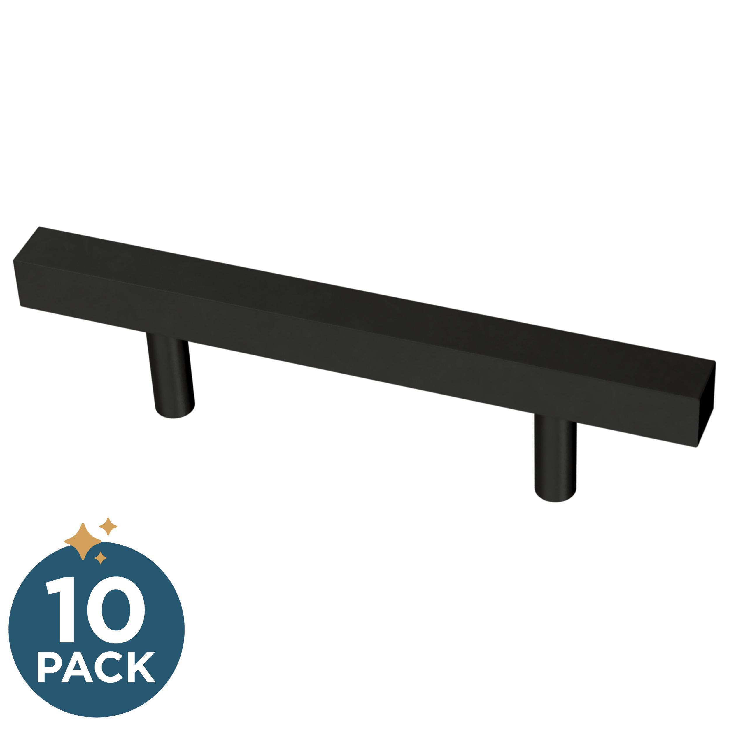 Franklin Brass P46655K-FB-B Simple Square Bar 3-in , 76mm Center to Center Matte Black Rectangular Bar 10 -Pack