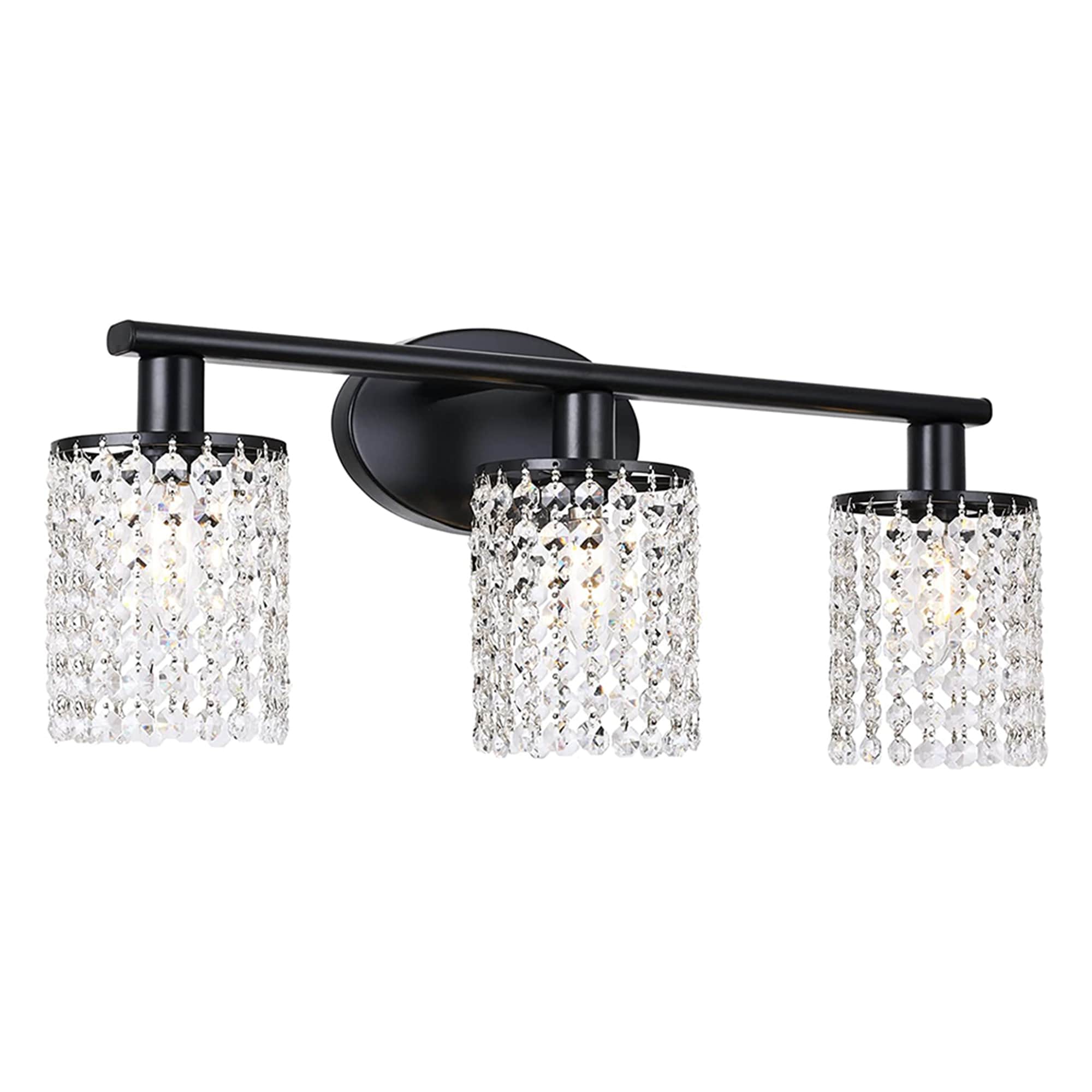 YANSUN L-WL021B 22.4-in W 3 -Light Matte Black Mid-century Wall Sconce