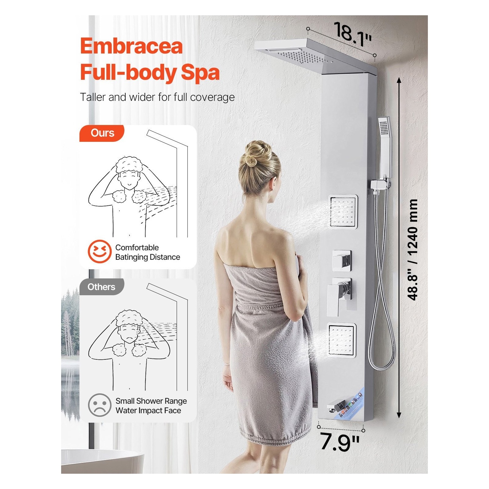 Mecale VOL-2A17NK Showerhead-Bar-Panels - View #4