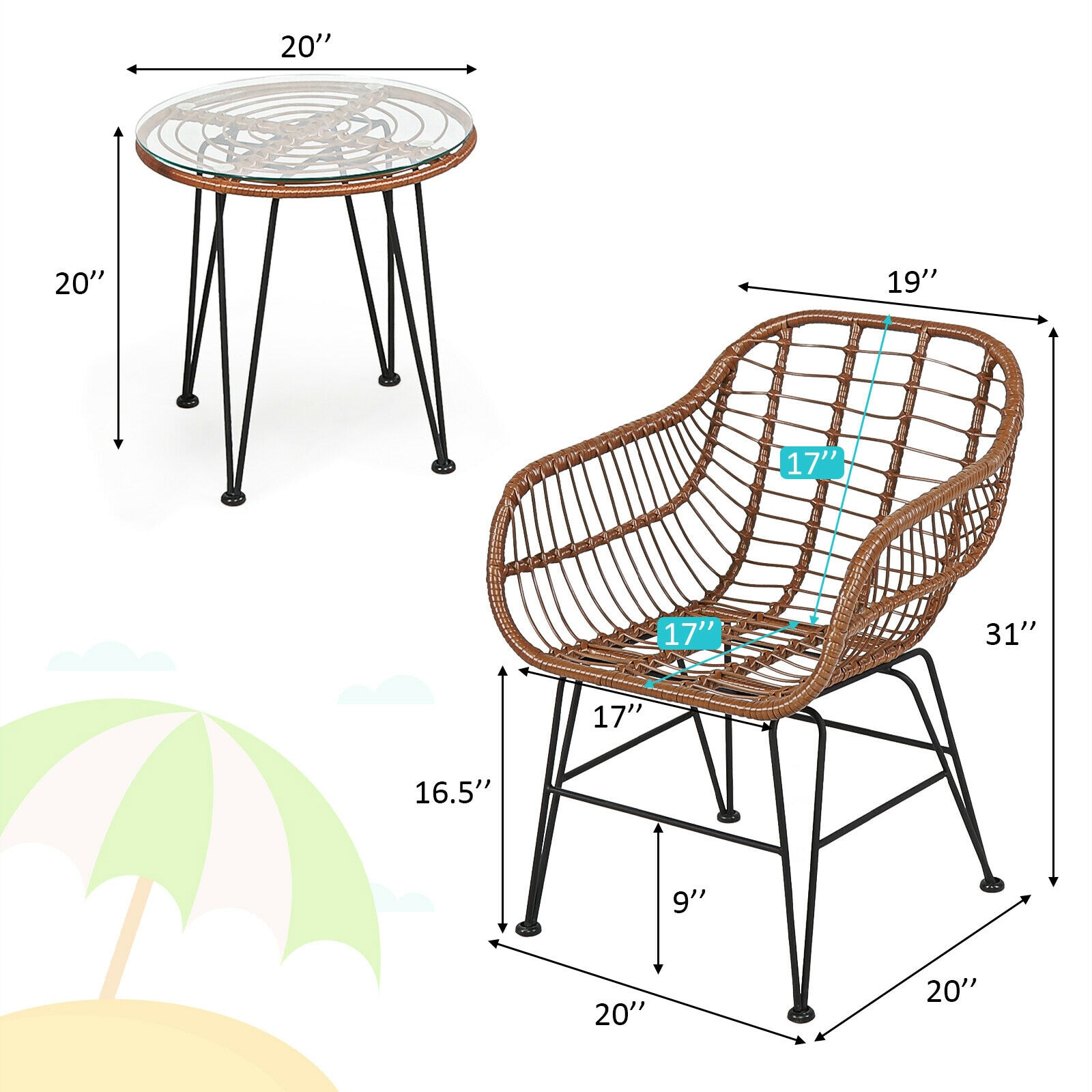 Clihome CWCH-OP70AD837TU Patio-Dining-Sets - View #5