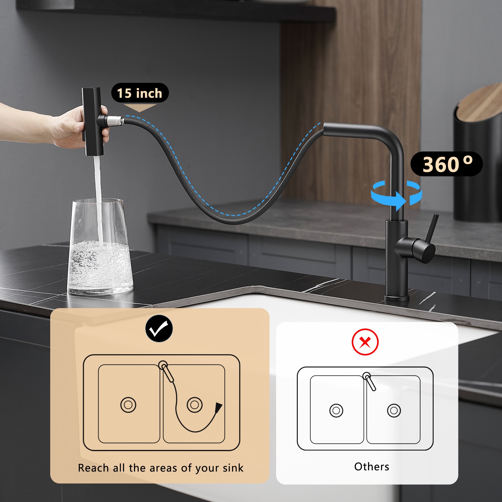 Mondawe AM-K163A-MB Kitchen-Faucets - View #6