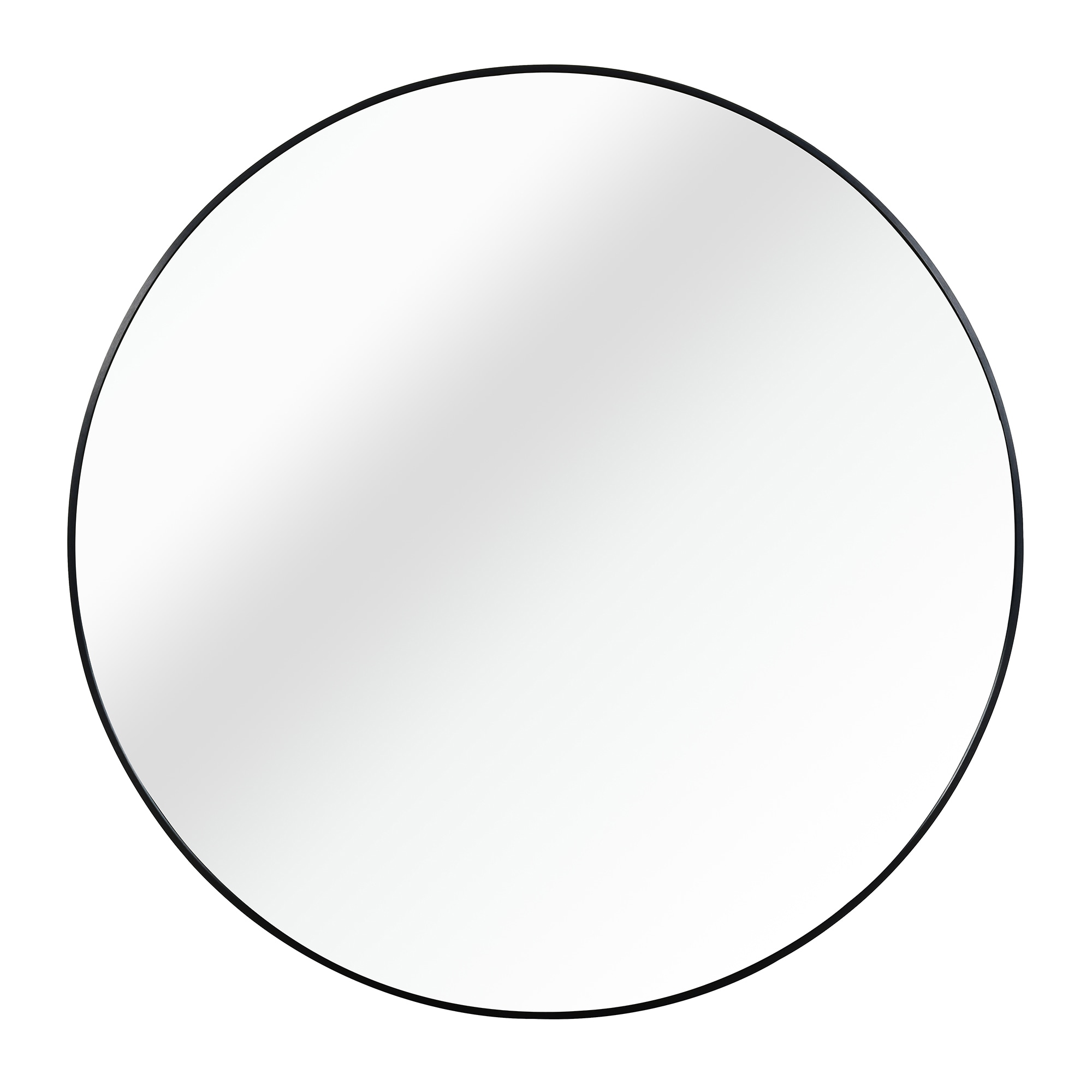 SINOFURN - 30-in W x 30-in H Round Black Framed Wall Mirror