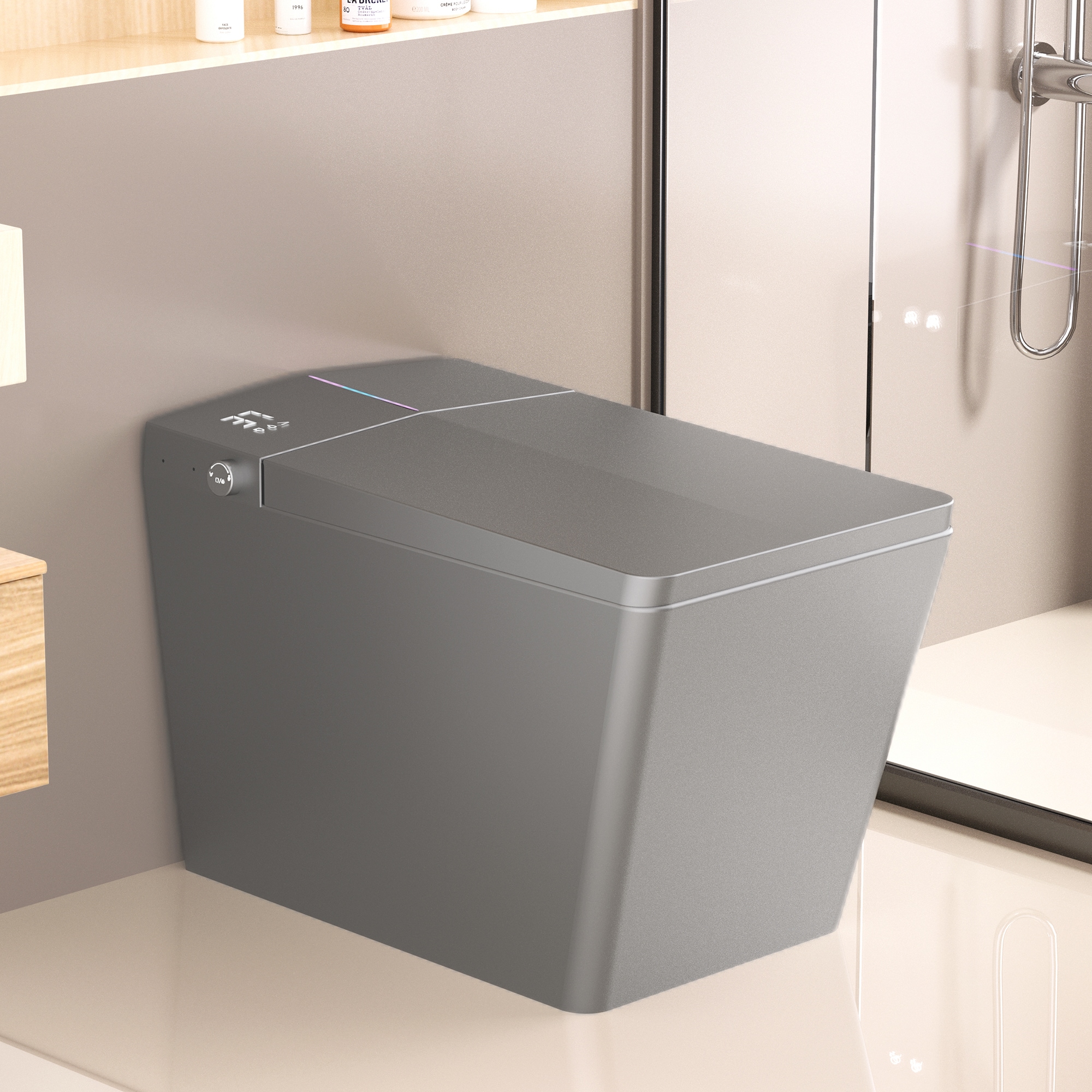 Wooakway - Square Smart Toilet with Built-in Tank for Bathroom Remote Control Tankless Bidet Toil...