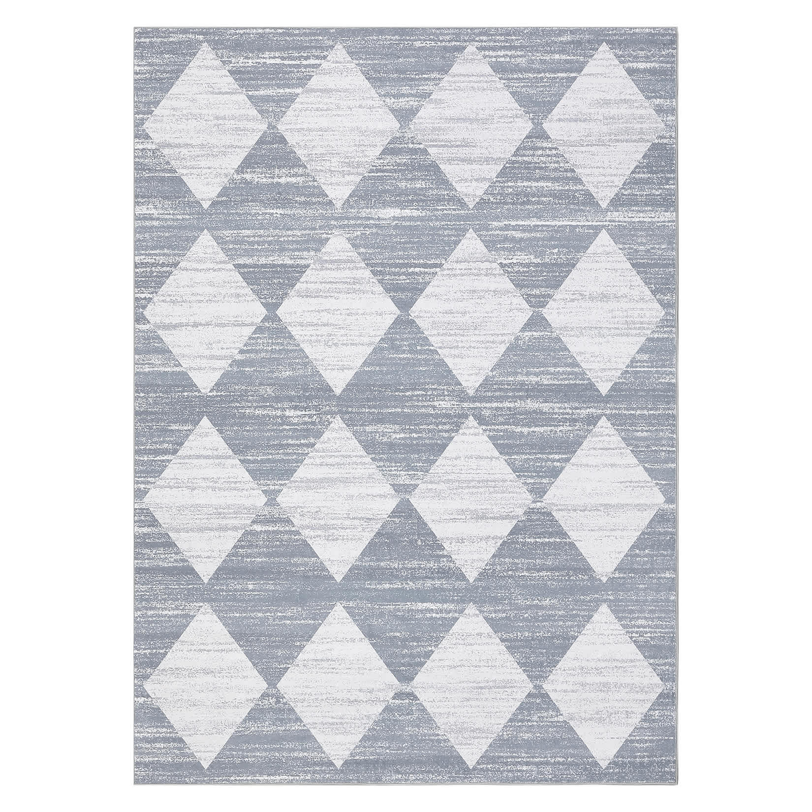 Qeetex SUNNY-PHK-33KHDMP8 10 x 13 ft Polyester Grey Rectangular Living Room Bedroom Dining Room Modern Geometric Diamond Print Machine Washable Area Rug