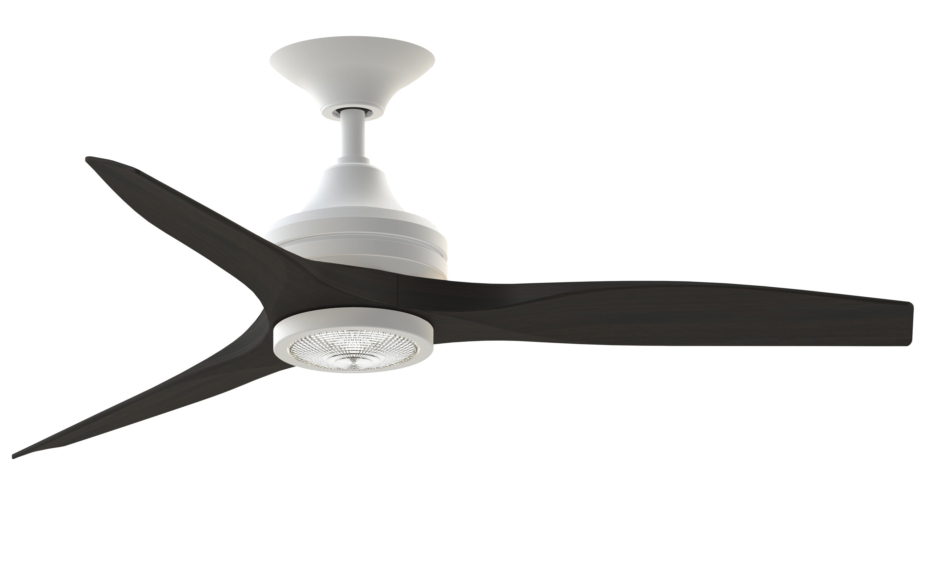 Fanimation FP6721BMW-48DWA-LK Spitfire 48-in Integrated LED Outdoor Matte White with Dark Walnut Blades Propeller Ceiling Fan With Light and Remote ( 3 -Blade )