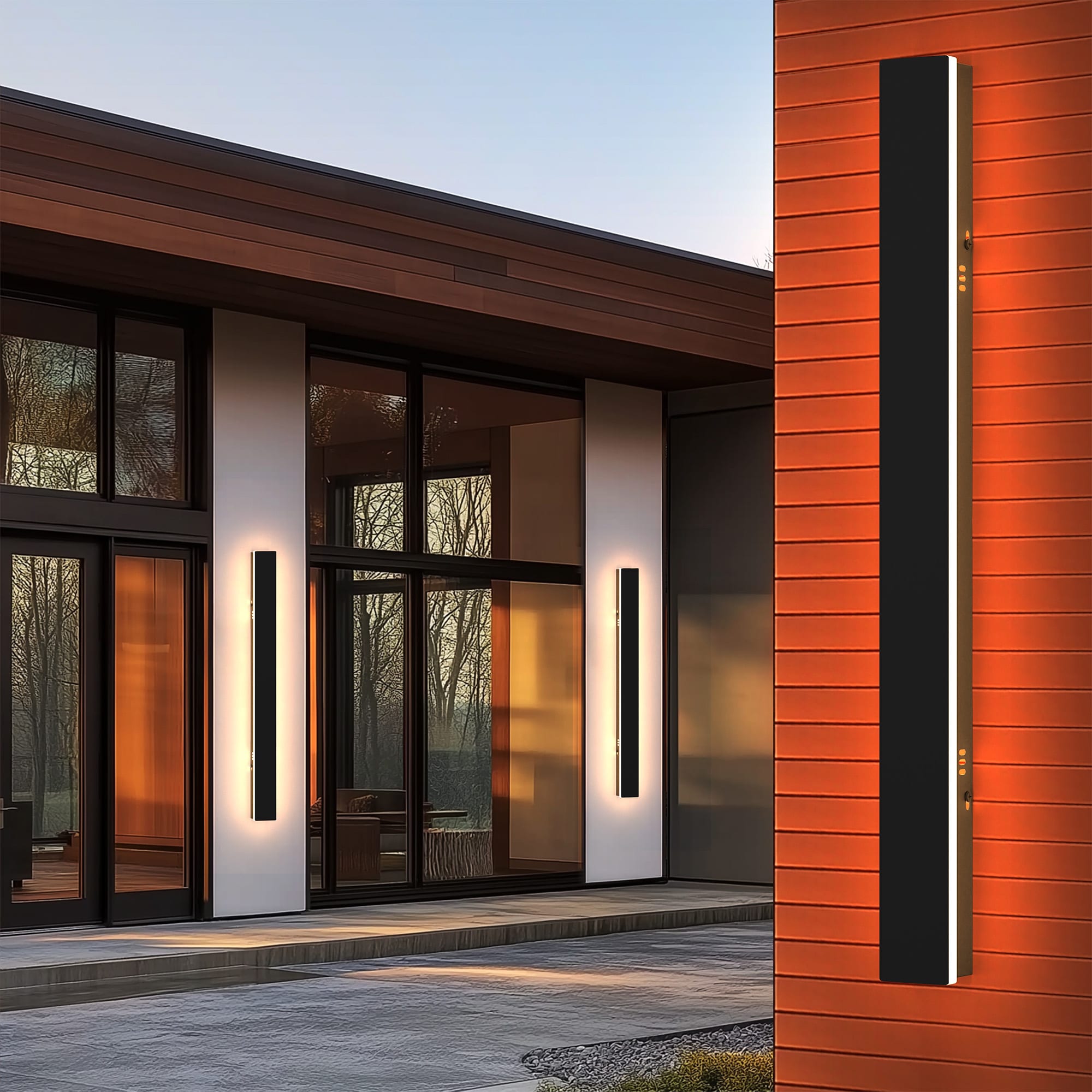 YANSUN LA-WB09302BL-1A 23.6-in H Matte Black Hardwired Integrated LED Outdoor Wall Light