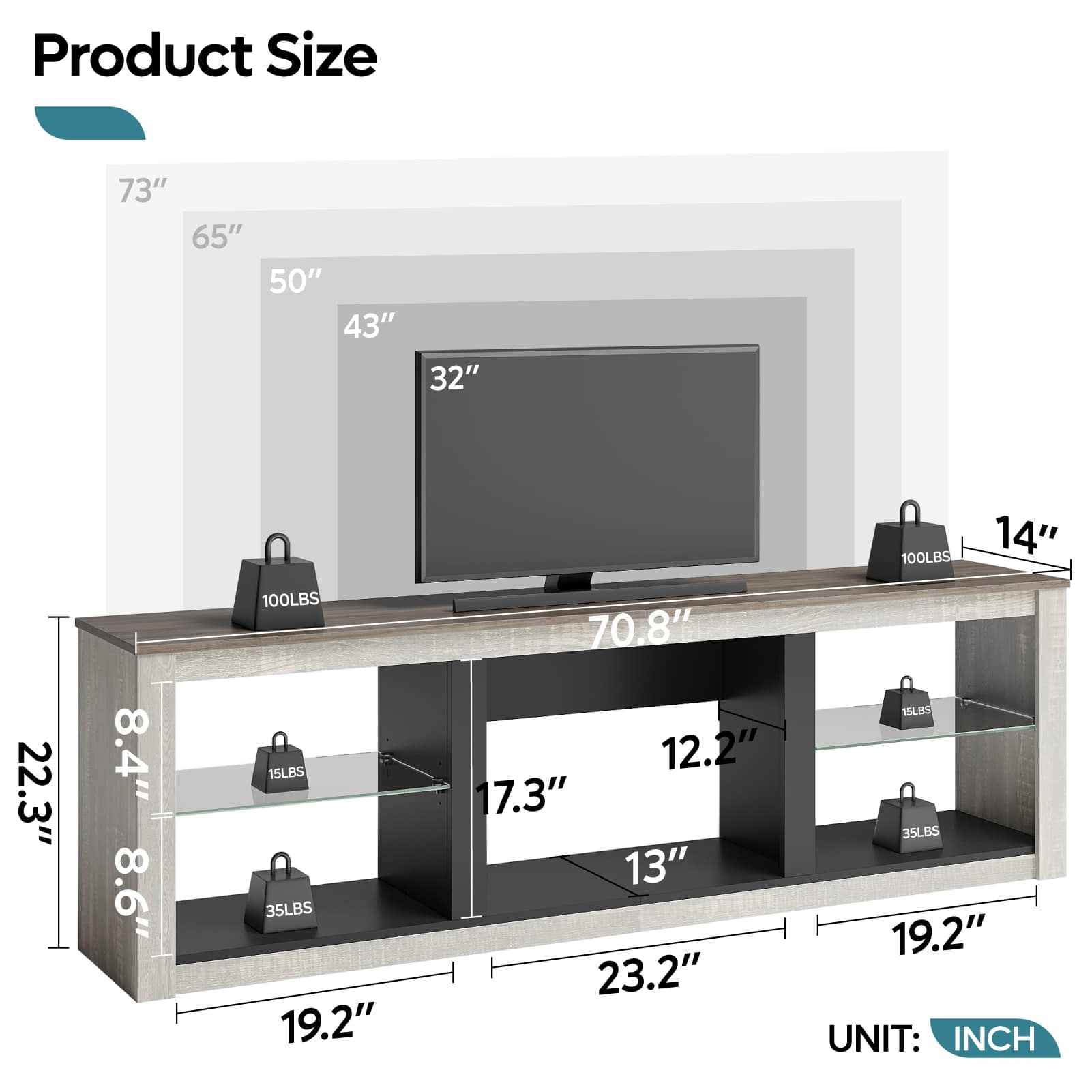 Bestier LOW-L1003180-WHTW Tv-Stands - View #5