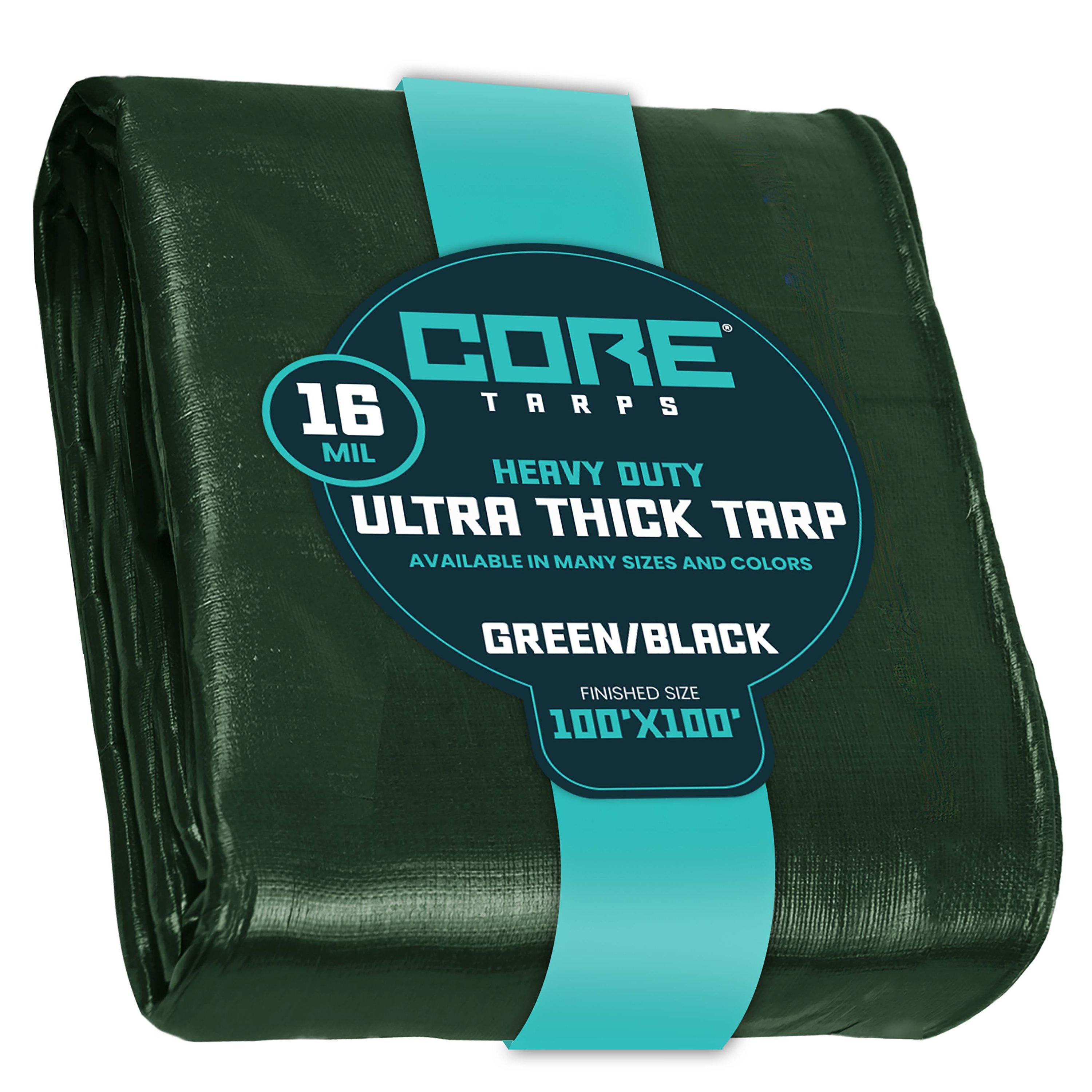 Core Tarps CT-303-100X100 100-ft x 100-ft Green Waterproof Commercial Polyethylene 16-Mils Tarp