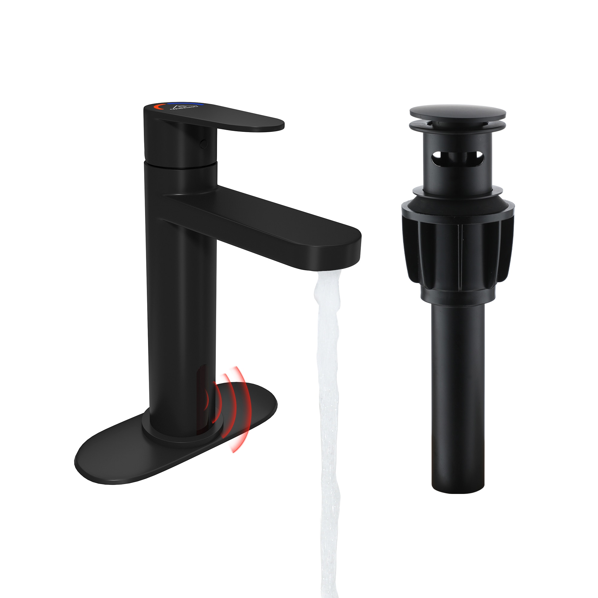 CASAINC CA-D0462-BN Matte Black Single Handle Deck-mount Touchless Commercial/Residential High-arc Kitchen Faucet with Sprayer ( Deck Plate Included )