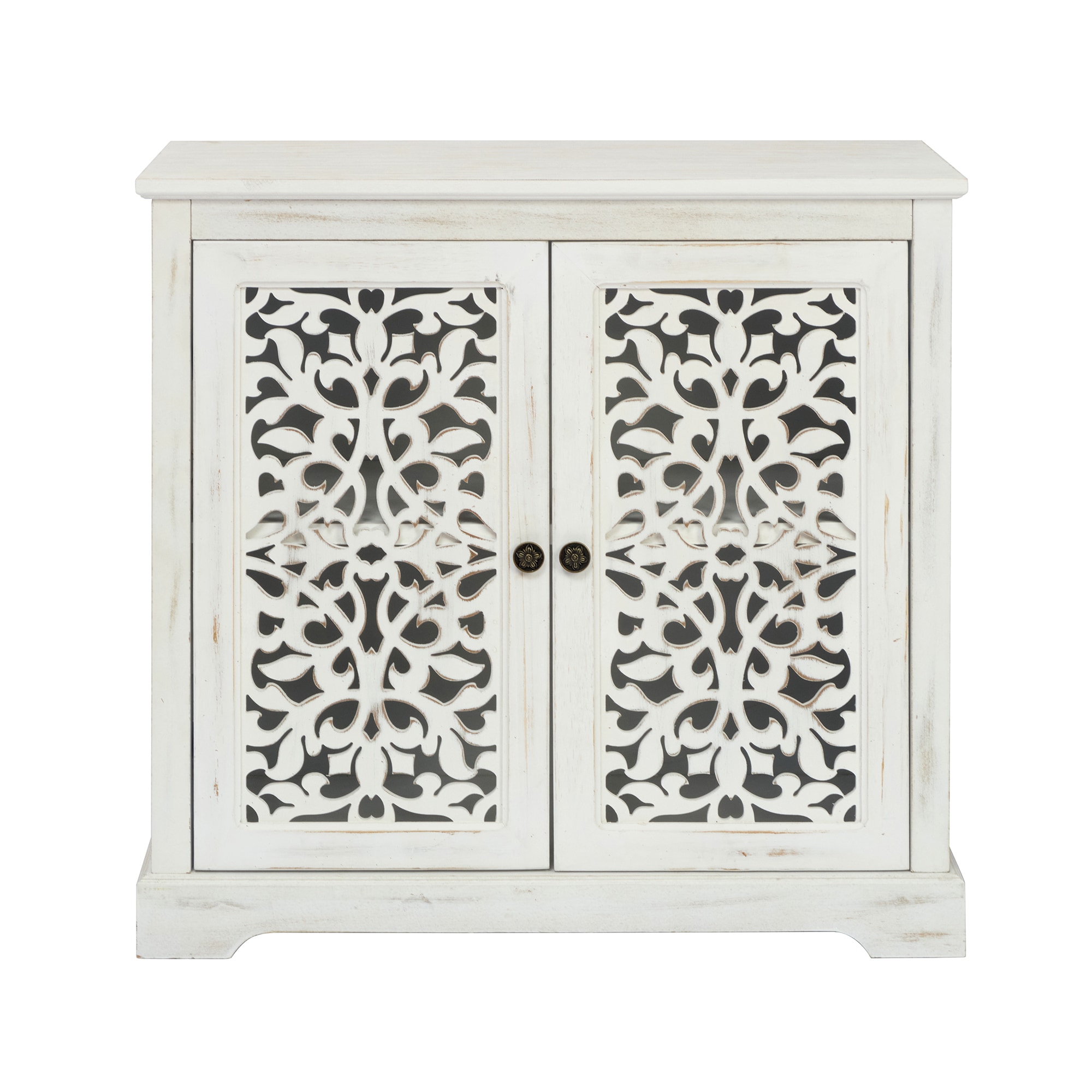 SINOFURN SYA330171GN Rustic Wood veneer Antique White 31.5-in W x 29.9-in H Console table