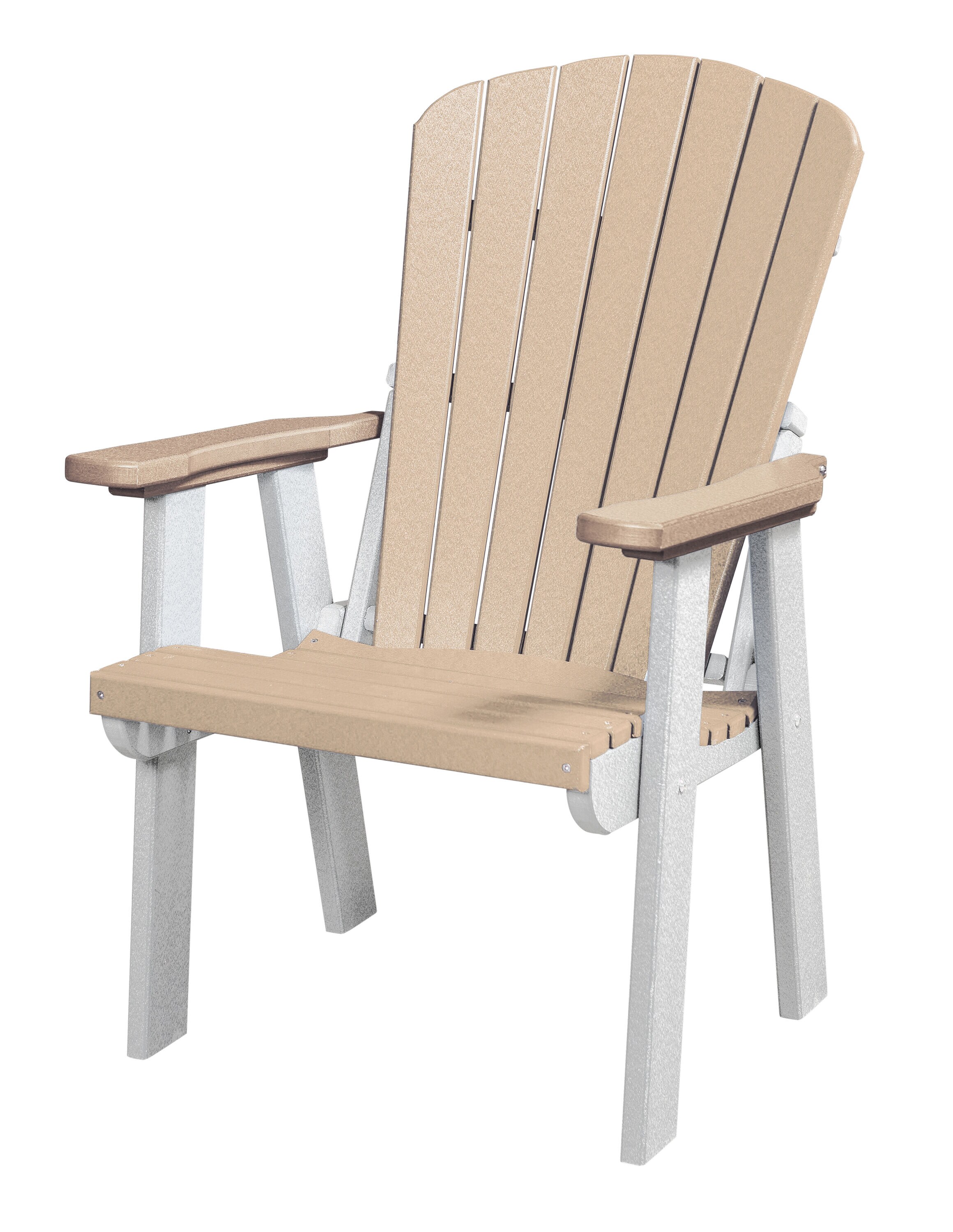 Weatherwood & White Fan Back Adirondack Chair with Stainless Steel Hardware