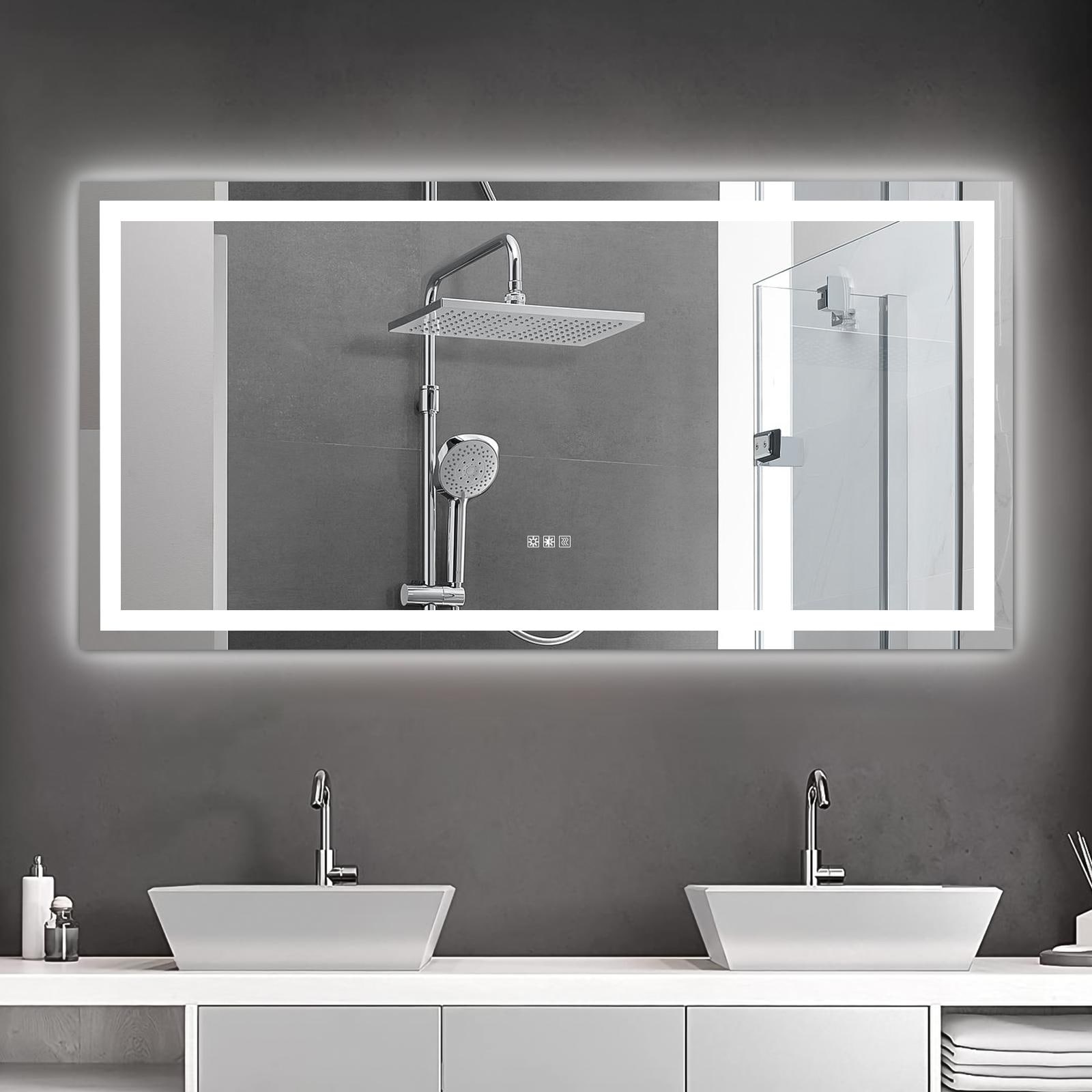 Bayfeve BF-189822-MIR LED Bathroom Vanity Mirror 72-in x 36-in Polished Frameless Rectangle Dimmable LED Lighted Fog Free Bathroom Vanity Mirror ( Clear )