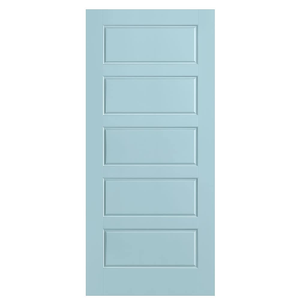 Masonite 1443888 Riverside 36-in x 80-in Sea Mist 5-panel equal Smooth Hollow core Prefinished Molded composite Slab Door