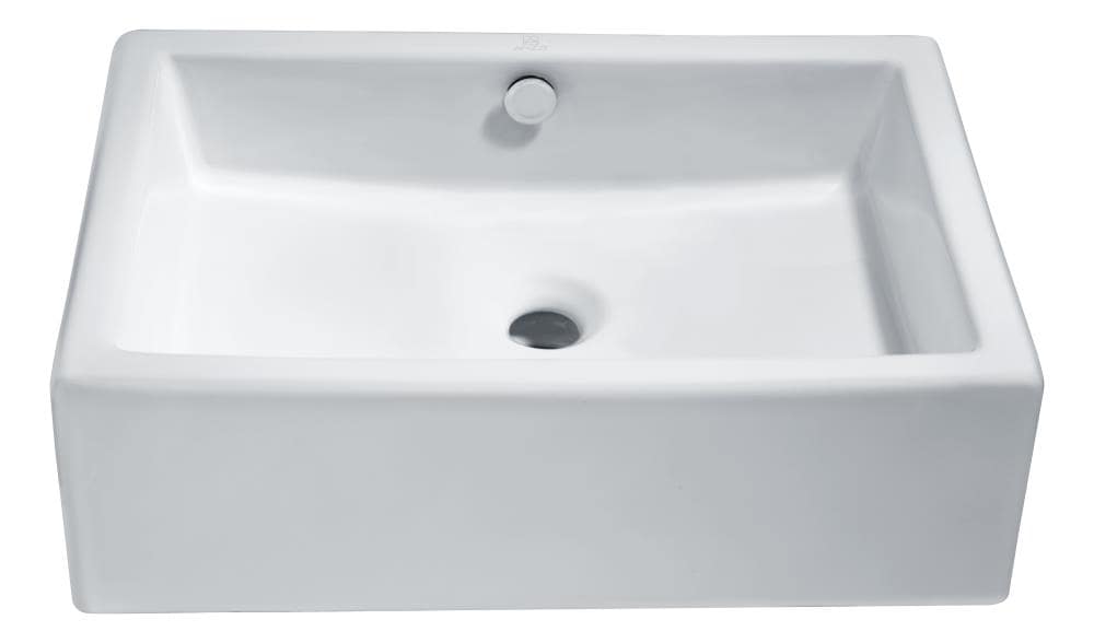 ANZZI LS-AZ122 Deux Vitreous china Vessel Rectangular Modern White Bathroom Sink ( 20.25-Inches x 14.3-Inches )