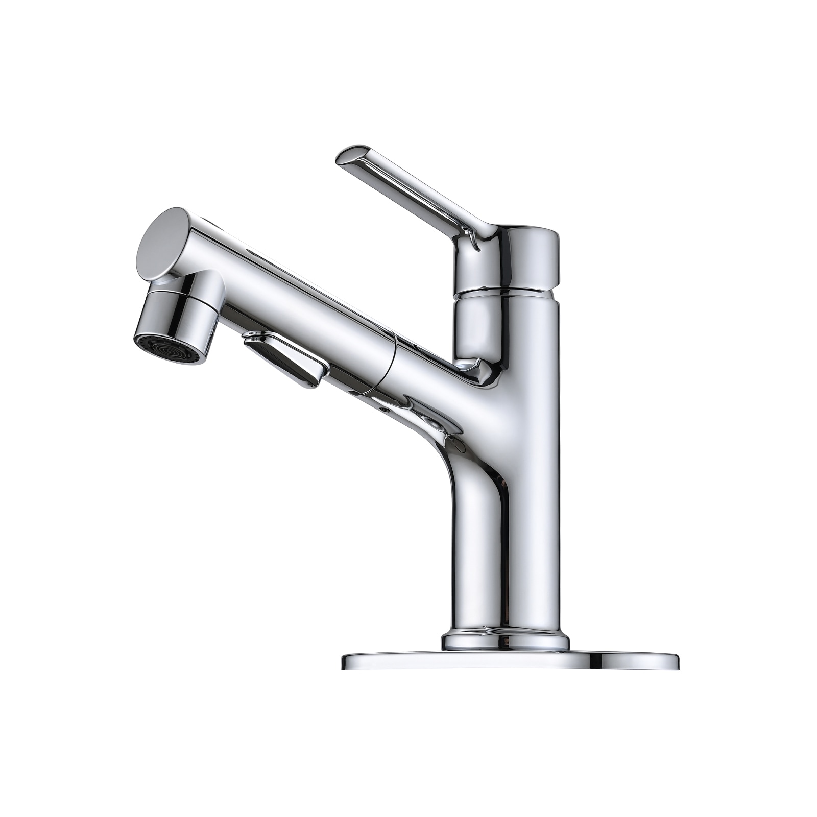 WELLFOR GIG-P290210 Polished Chrome Single hole 1-handle WaterSense Low-arc Commercial/Residential Handle Bathroom Sink Faucet with Drain with Deck Plate