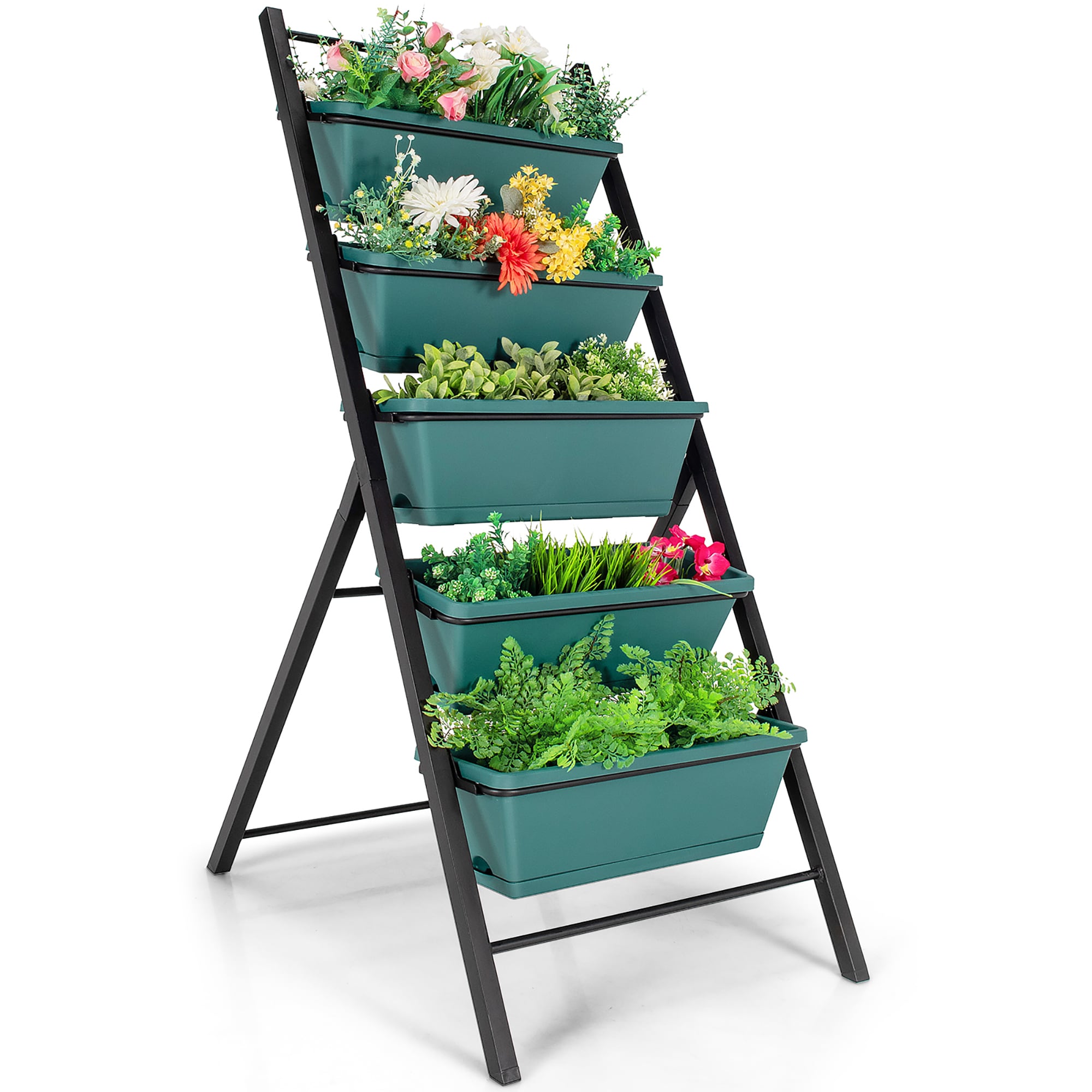 Costway LWS00587 29-in W x 22.5-in L x 48.5-in H Green Metal Raised Planter Box