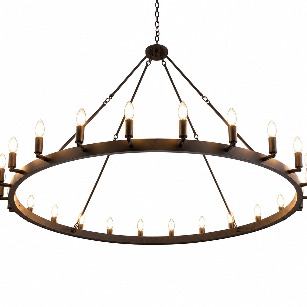 Aoibox  60 Inch 24 Light Black Farmhouse Wagon Wheel Chandelier with Adjustable Candelabra Style Bases