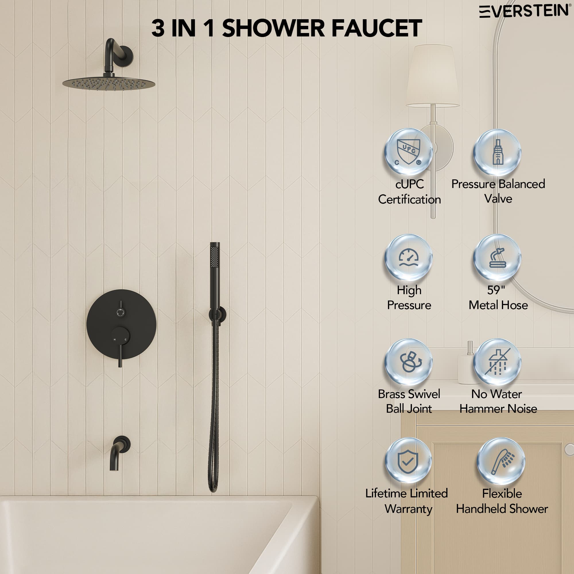 EVERSTEIN M6612BI-10BL Tub-Shower-Faucets - View #4