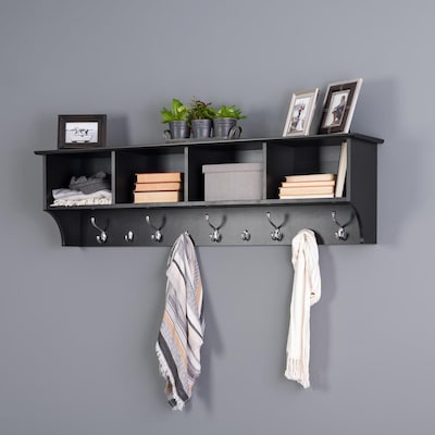 Prepac Black 9 Hook Wall Mounted Coat Rack In The Racks Stands Department At Com - Grey Wall Mounted Coat Rack With Storage