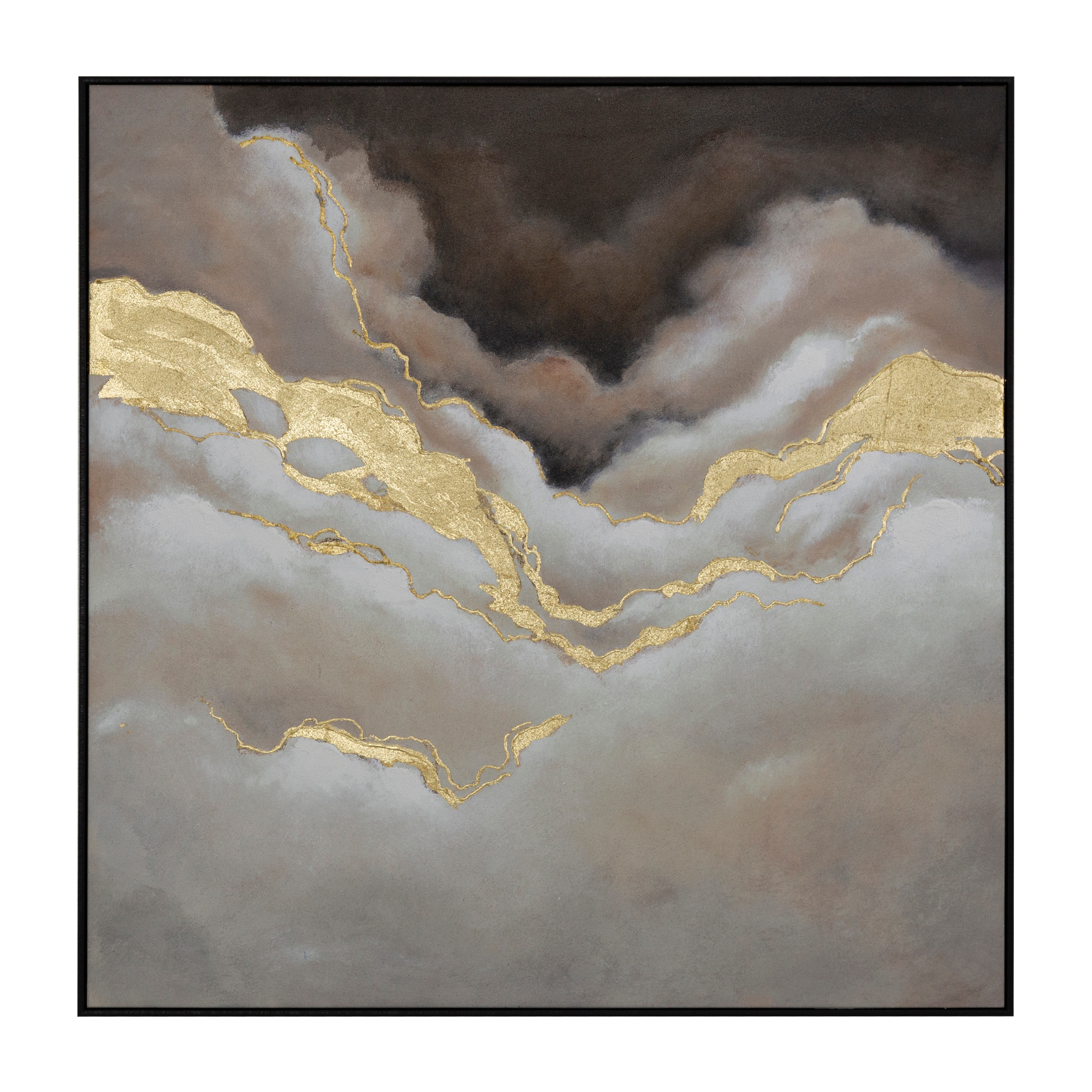 Yosemite Home Decor 3230105 Stratus Ii Framed 39.3-in H x 39.3-in W Abstract Canvas Hand-painted Limited Edition Painting