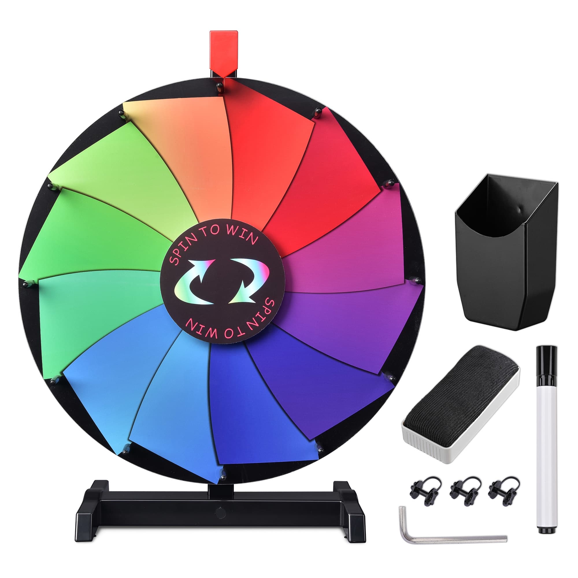 Yescom 35WSP005-1812-PL-LO WinSpin 18IN Tabletop Color Prize Wheel 12 Slots Editable Fortune Spinning Wheel for Tradeshow Carnival Game Wheel Pinwheel Series