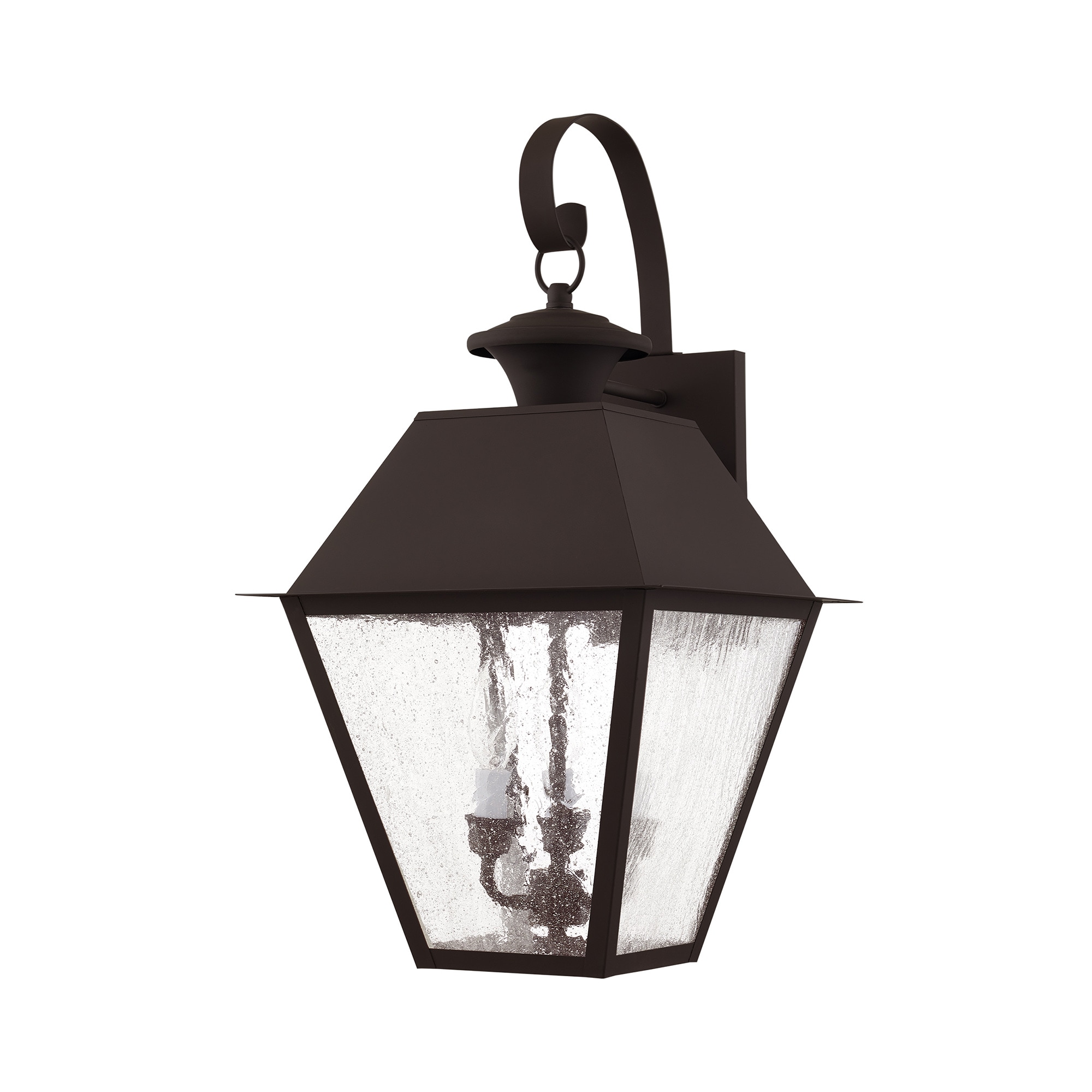 Bronze Seeded Glass 3-Light Outdoor Wall Lantern