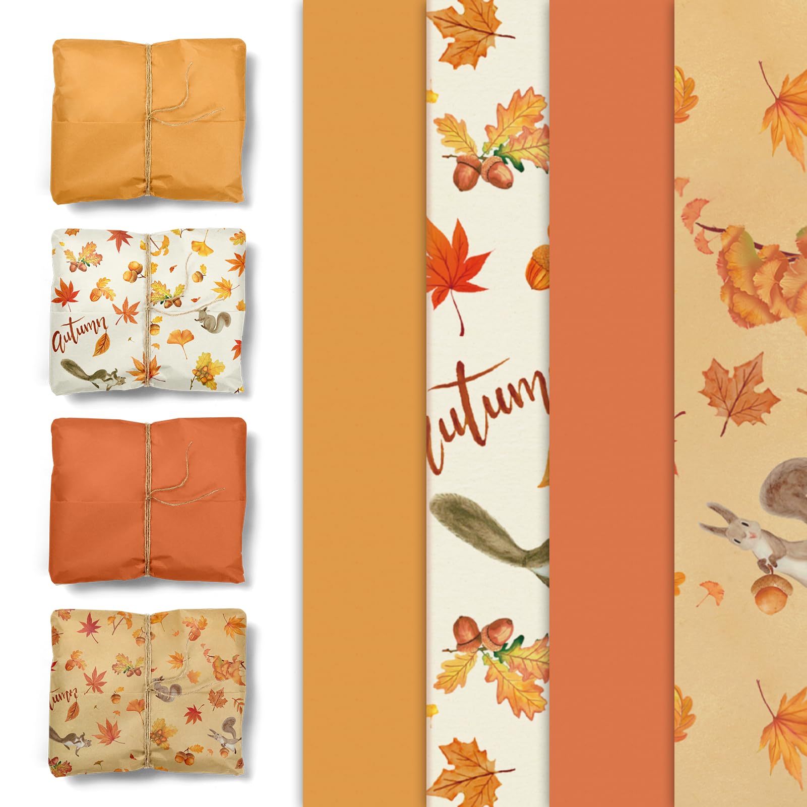 Phyfalip Fall Wrapping Tissue Paper 24 Sheets Orange Autumn Maple Leaves Gift Wrap for Baby Shower Wedding Party Decor 15 by 20 Inch #LPF0804P326