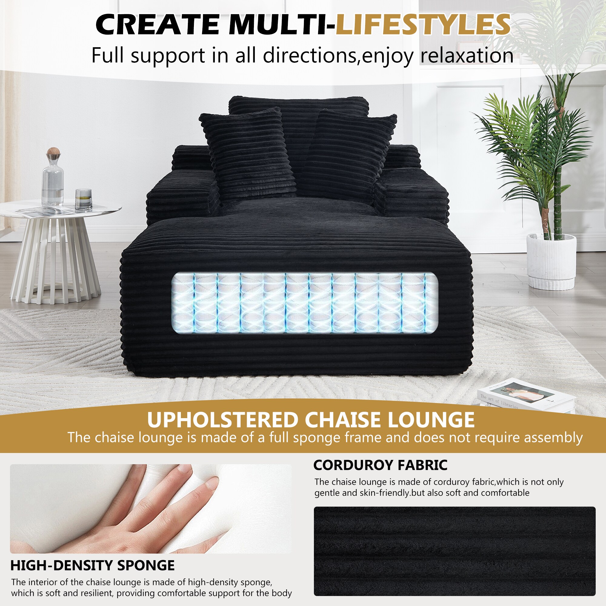 Hrinhom HC-D2041-BLACK Chaises-Settees - View #7